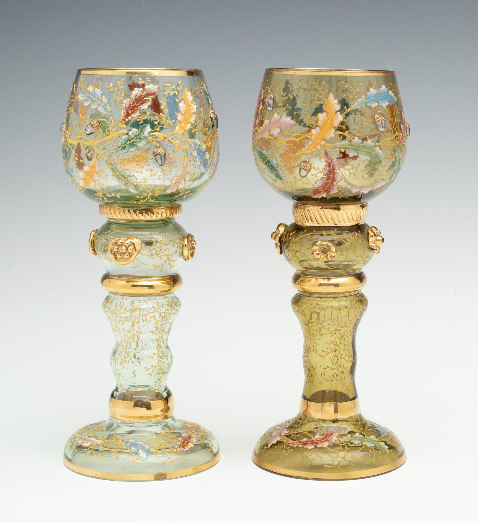 MOSER GILT AND ENAMEL GOBLETS WITH VARIOUS APPLICATIONS