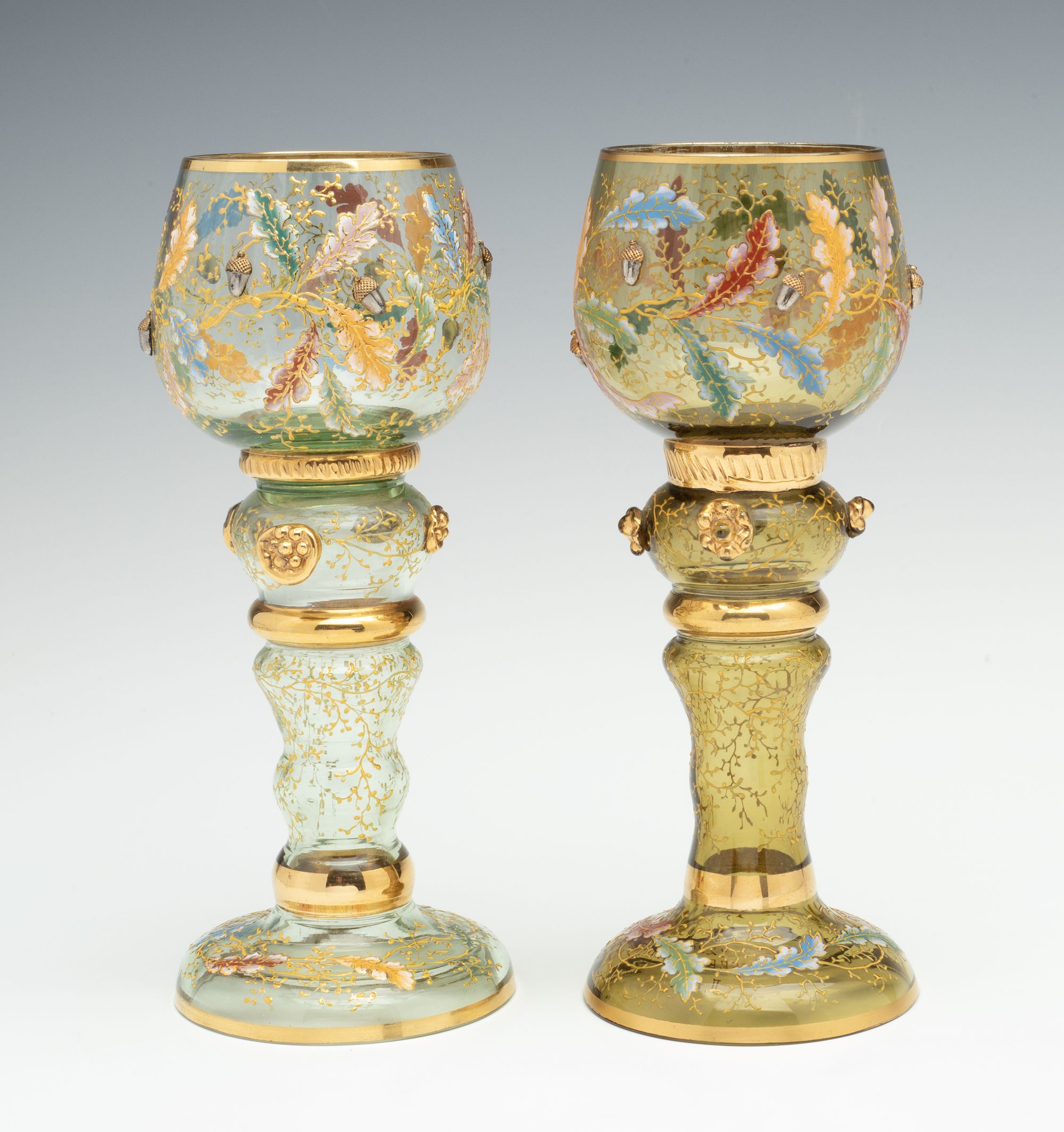 MOSER GILT AND ENAMEL GOBLETS WITH VARIOUS APPLICATIONS