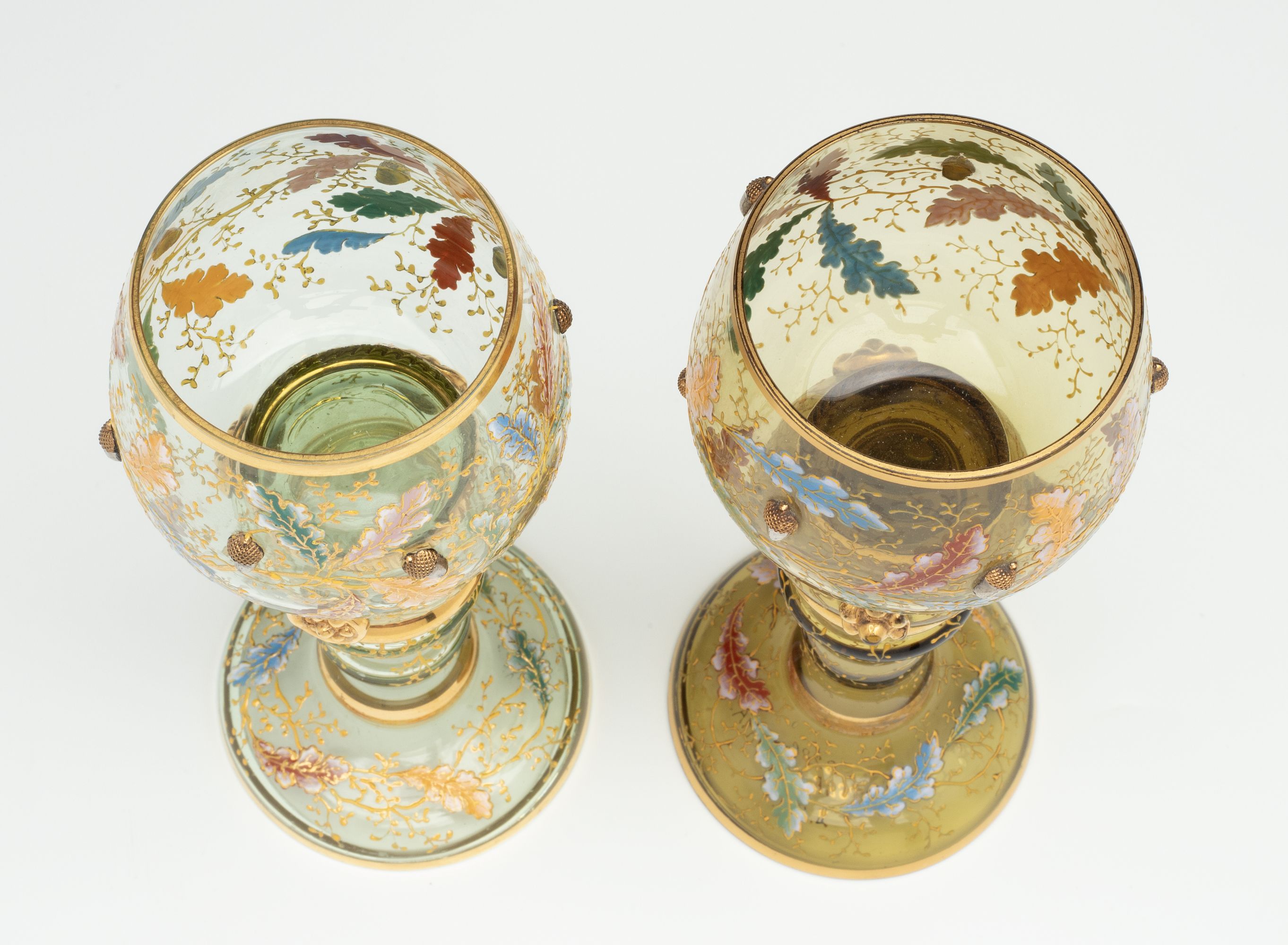 MOSER GILT AND ENAMEL GOBLETS WITH VARIOUS APPLICATIONS