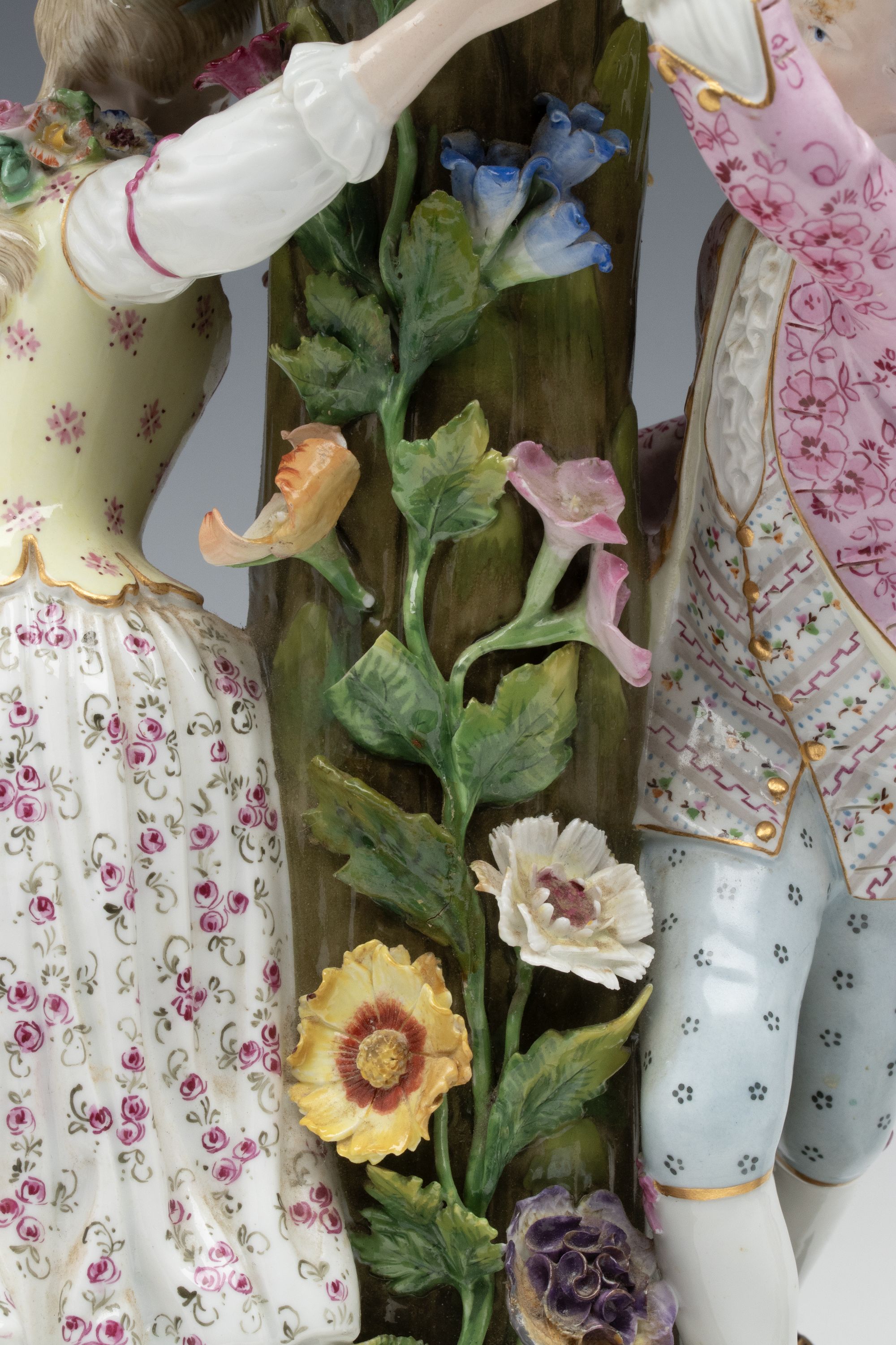 MEISSEN PORCELAIN COMPOTE AND CANDLESTICKS AS FOUND