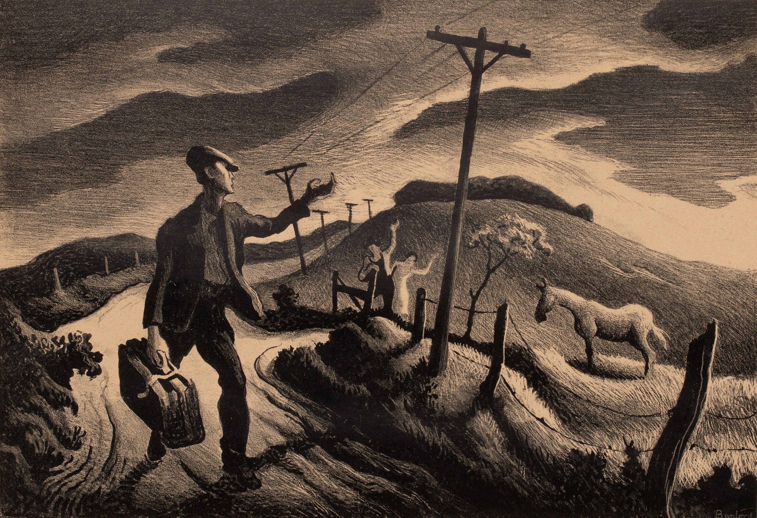 THOMAS HART BENTON (1889-1975) PENCIL SIGNED LITHOGRAPH