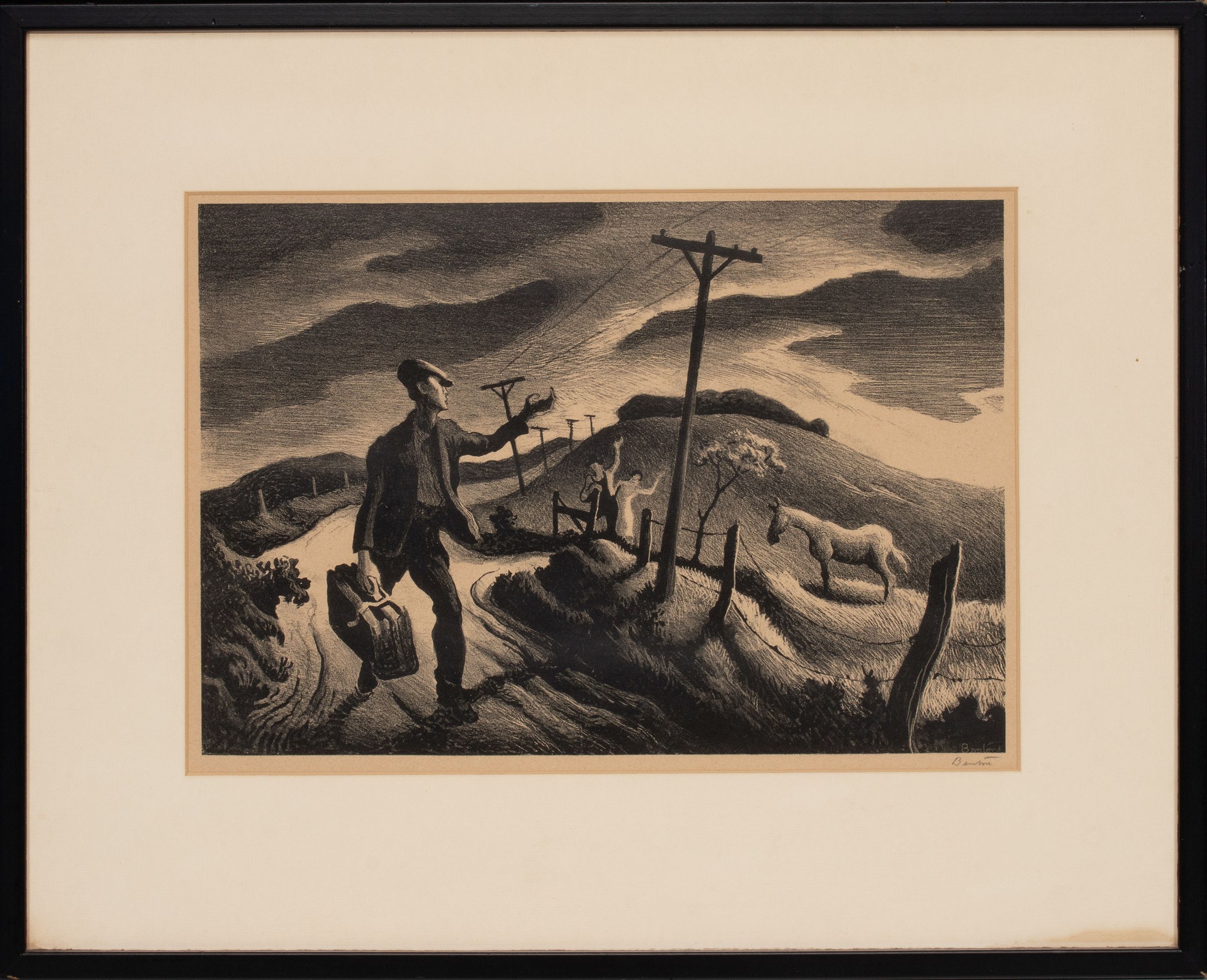 THOMAS HART BENTON (1889-1975) PENCIL SIGNED LITHOGRAPH