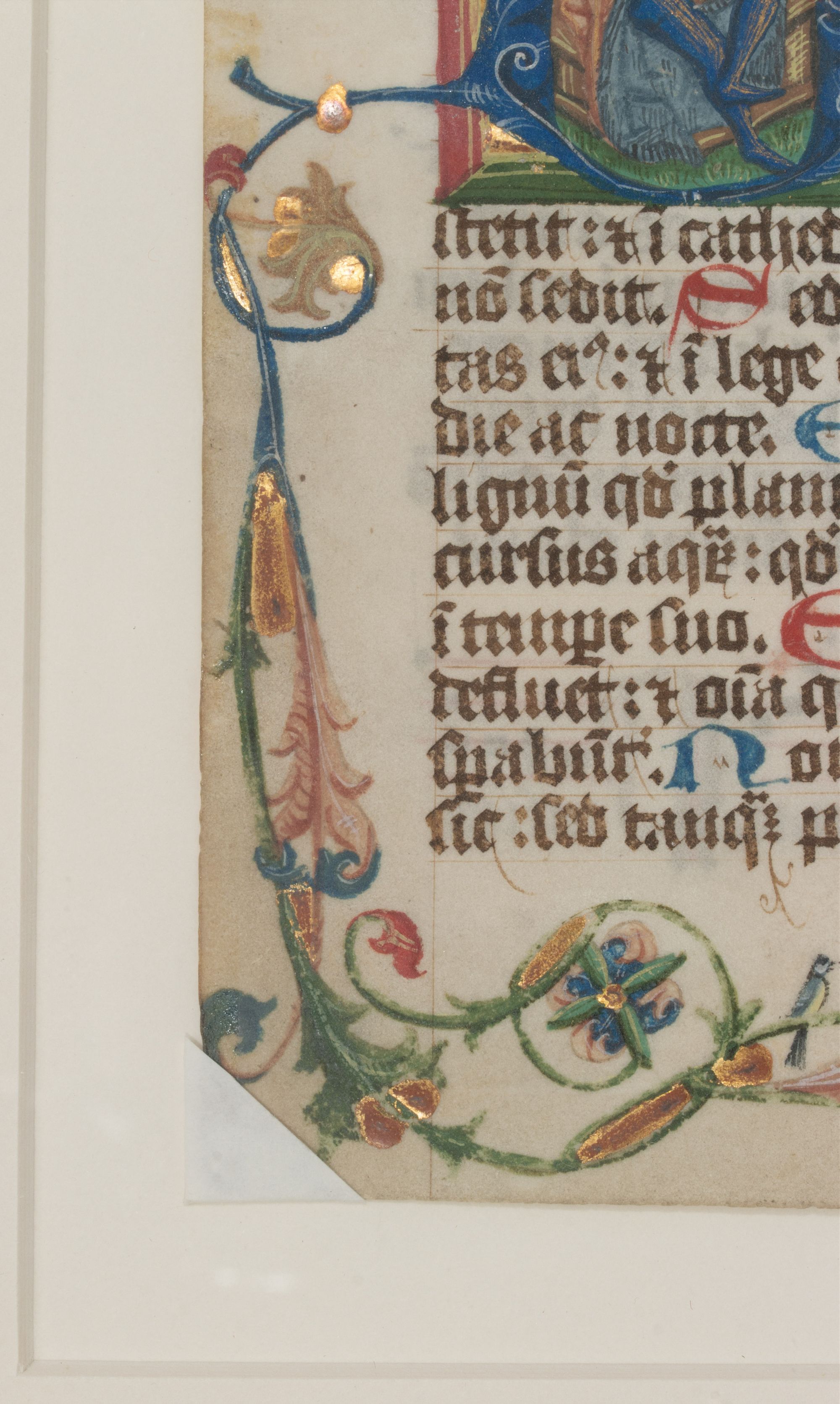 A 16C. PSALTER LEAF HISTORIATED INITIAL WITH KING DAVID