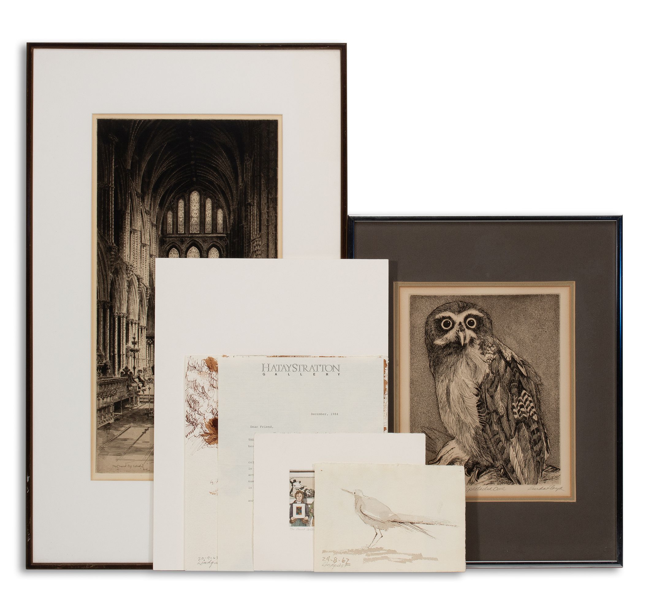 AN ESTATE LOT OF PENCIL SIGNED PRINTS & WORKS ON PAPER