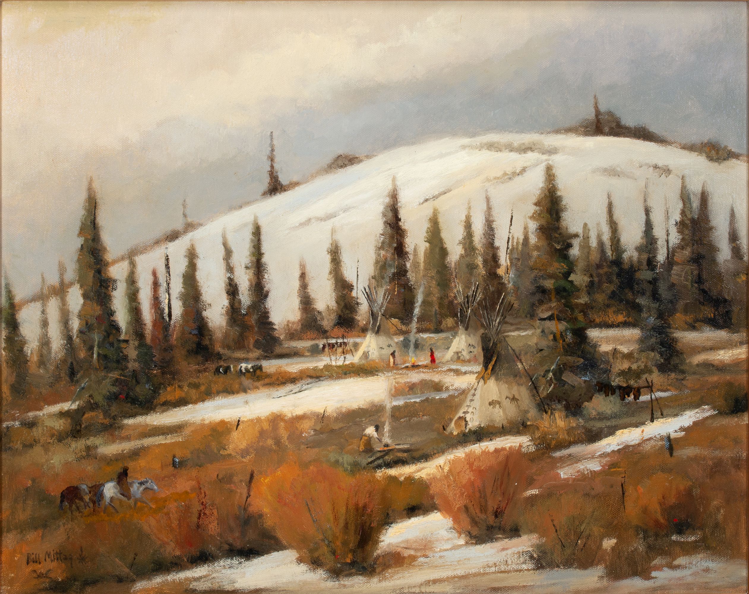 BILL MITTAG (B. 1935) NATIVE AMERICAN OIL ON CANVAS