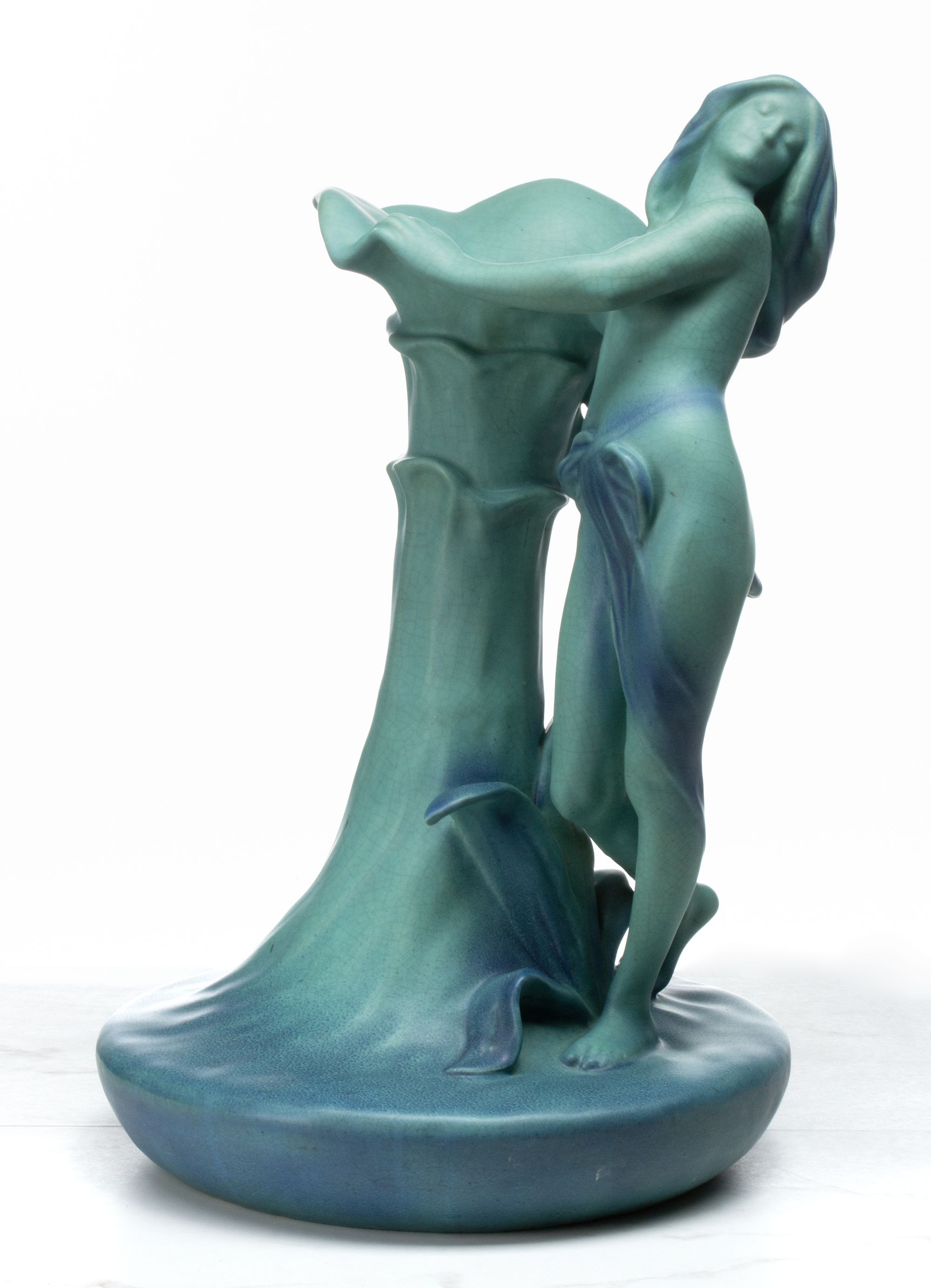 A RARE AND UNIQUE ART POTTERY VASE ATTR VAN BRIGGLE