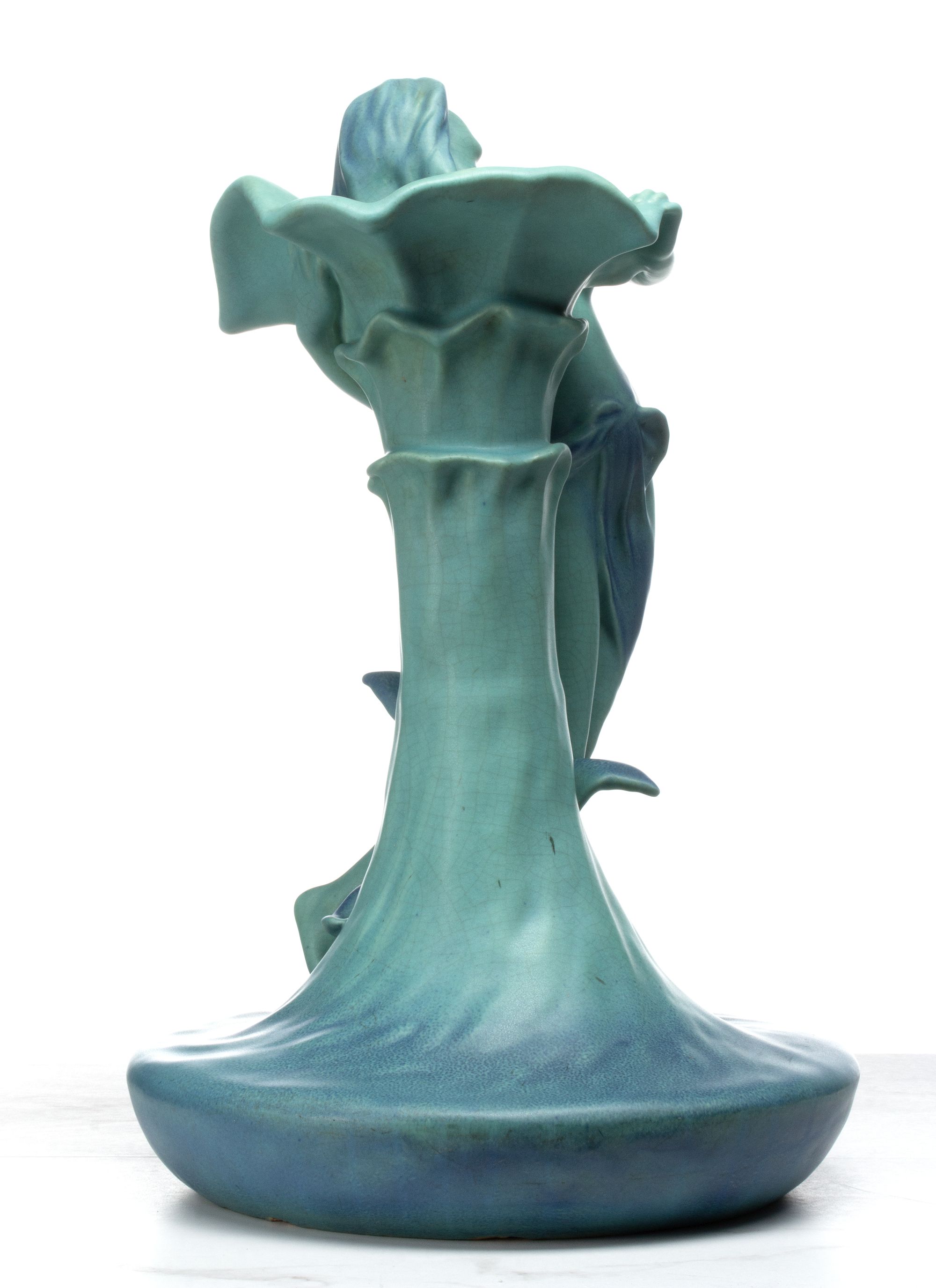 A RARE AND UNIQUE ART POTTERY VASE ATTR VAN BRIGGLE