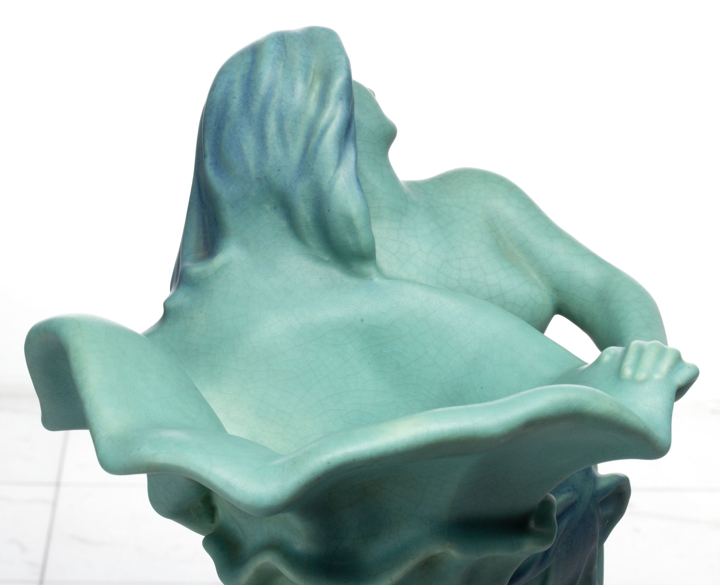 A RARE AND UNIQUE ART POTTERY VASE ATTR VAN BRIGGLE