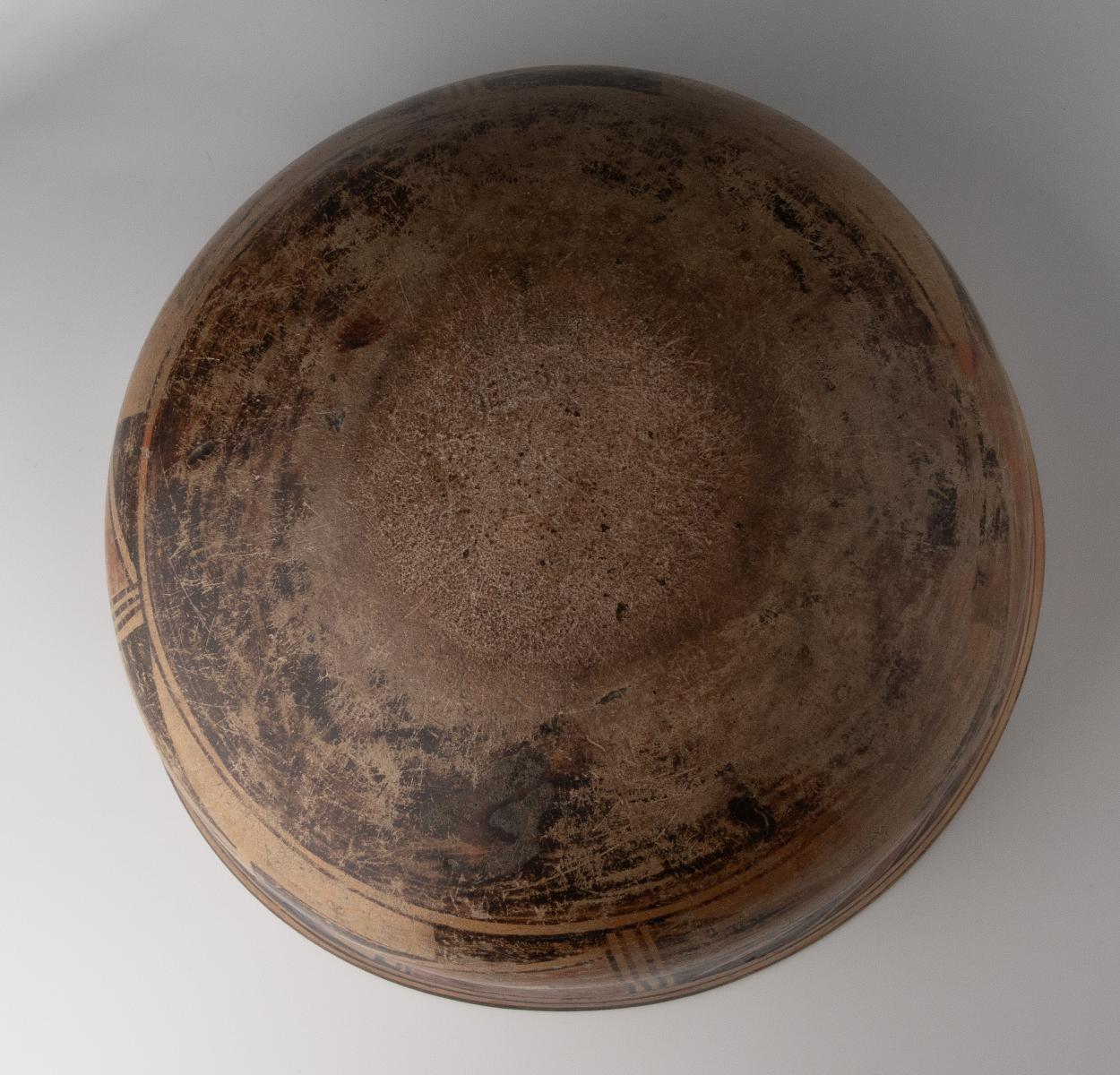 AN EARLY 20C. HOPI PUEBLO POTTERY BOWL OF UNUSUAL FORM