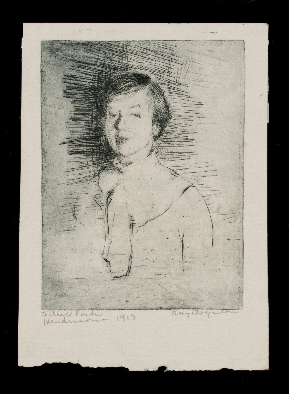 RAYMOND BOYNTON ETCHING TO POET ALICE CORBIN HENDERSON