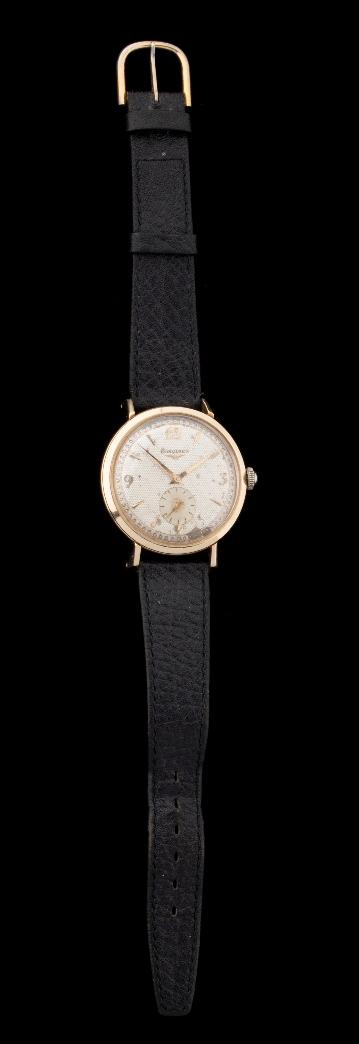 A 1950s LONGINES 14K GOLD GENT'S WRIST WATCH