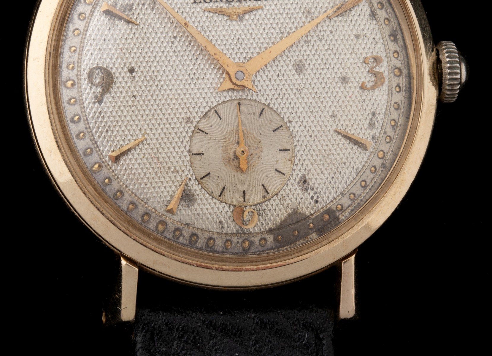 A 1950s LONGINES 14K GOLD GENT'S WRIST WATCH