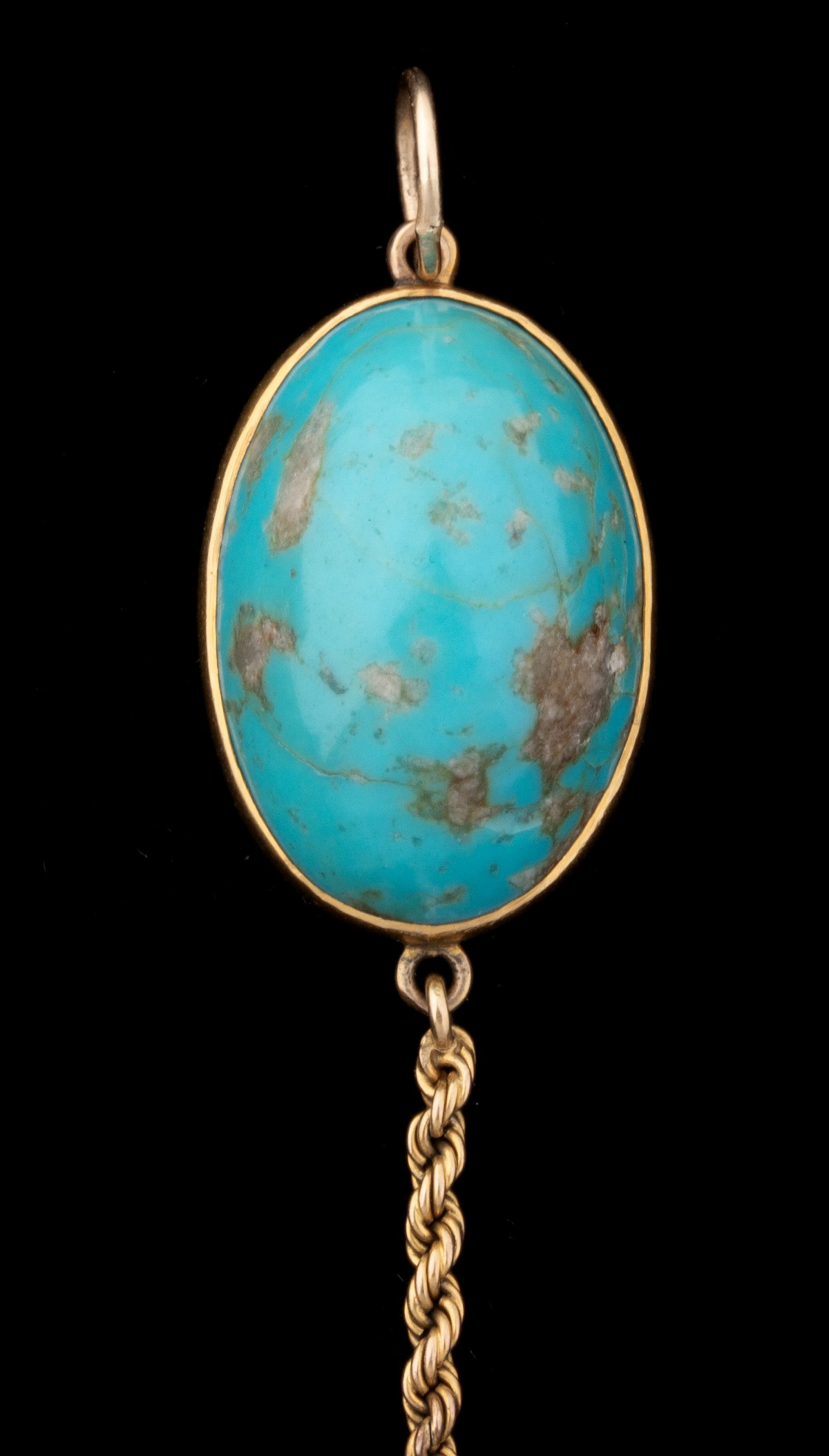 ANTIQUE MICROMOSAIC FRAME, AND TURQUOISE PENDANT