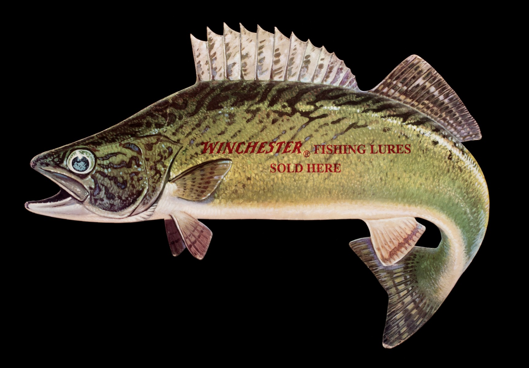 A WINCHESTER FISHING LURES DIE-CUT WALLEYE FISH SIGN