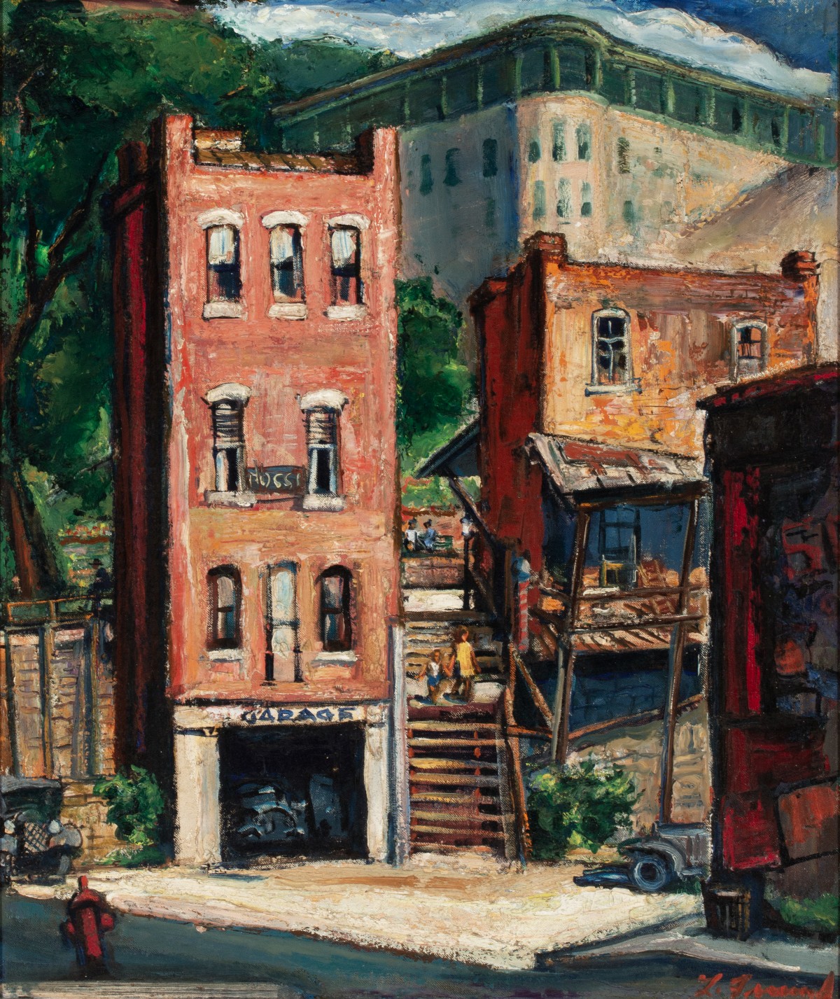 LOUIS FREUND (1905-1999) ARKANSAS REGIONALIST TOWN VIEW