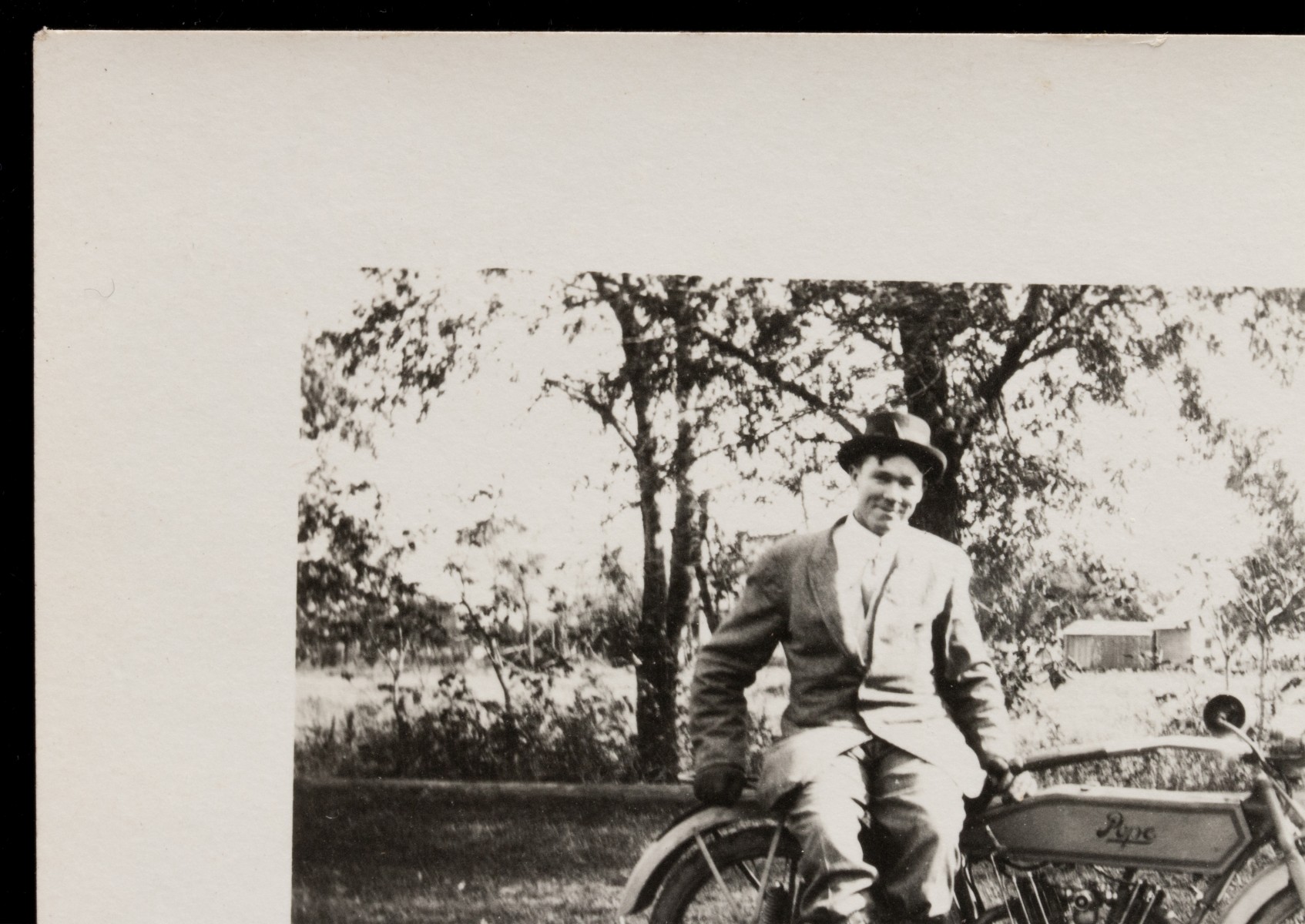 TWO REAL PHOTO POST CARDS WITH EARLY POPE MOTORCYCLE