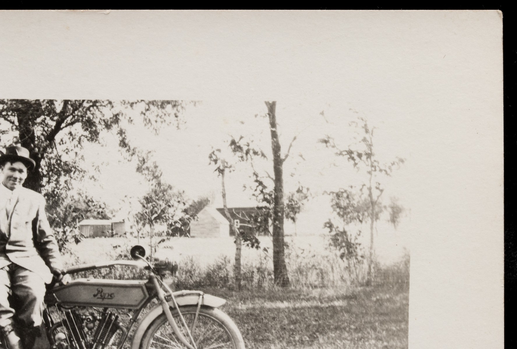 TWO REAL PHOTO POST CARDS WITH EARLY POPE MOTORCYCLE