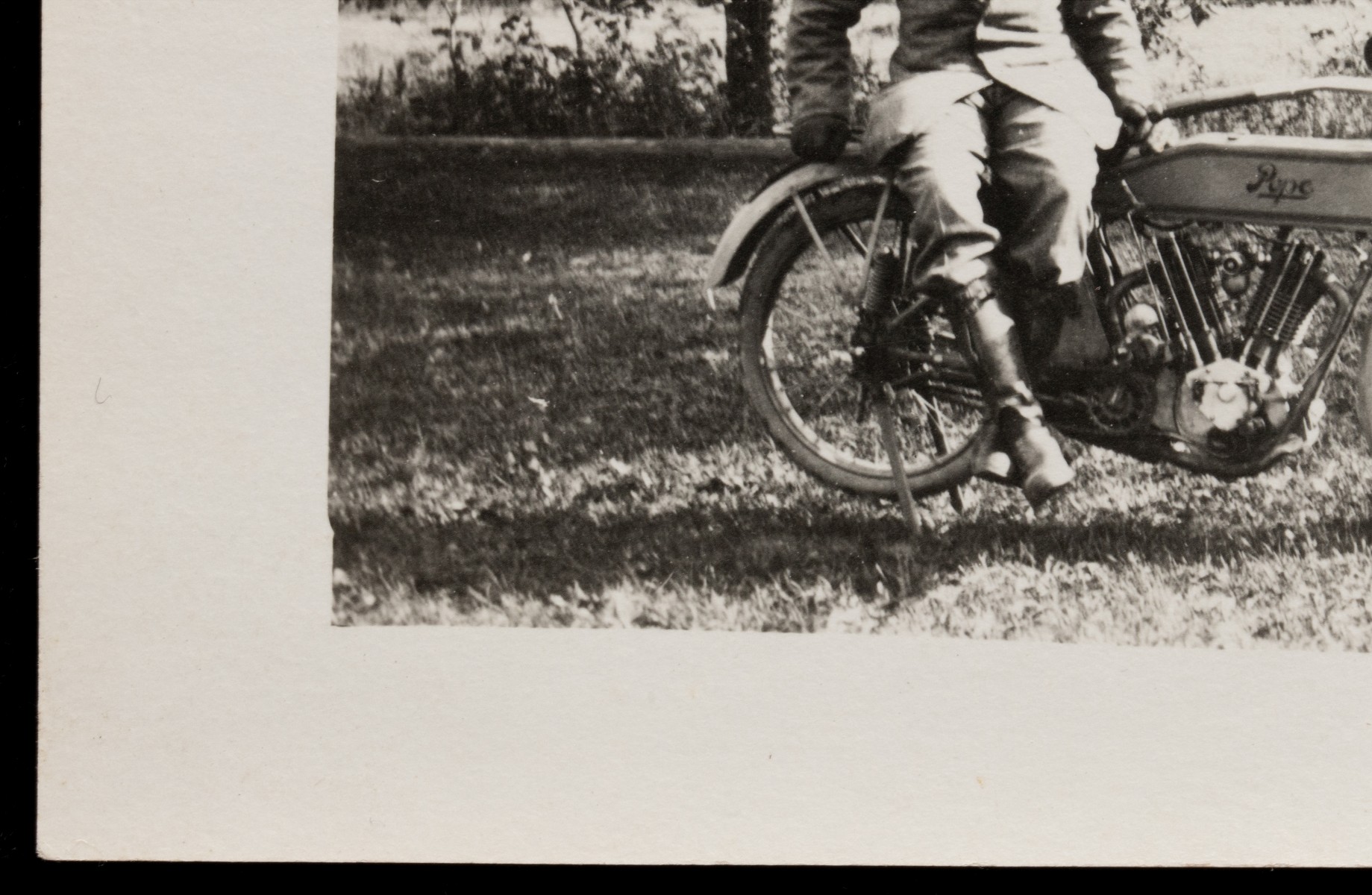 TWO REAL PHOTO POST CARDS WITH EARLY POPE MOTORCYCLE