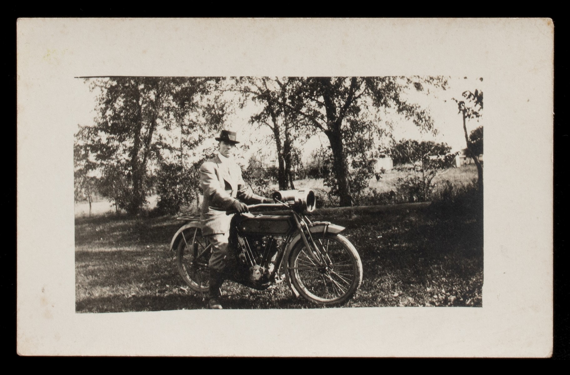 TWO REAL PHOTO POST CARDS WITH EARLY POPE MOTORCYCLE