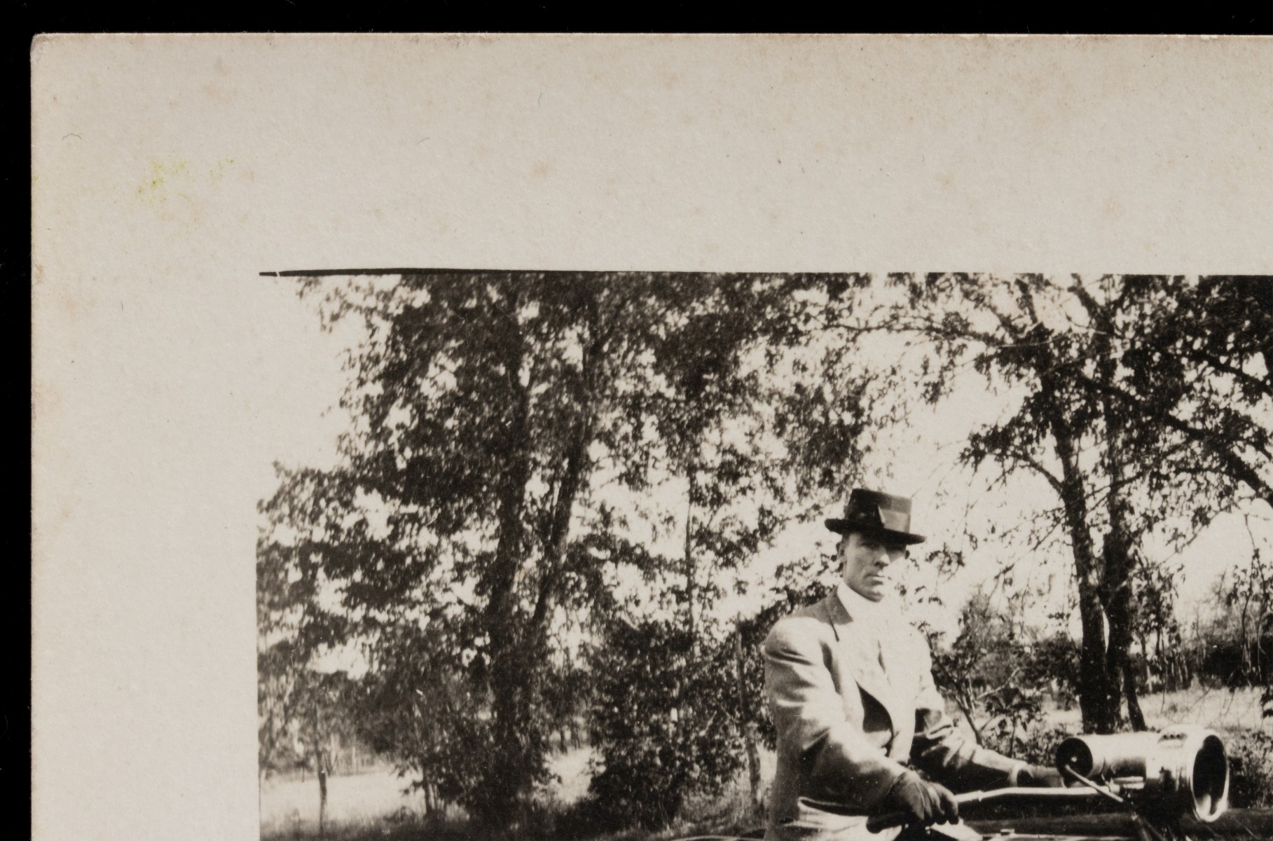 TWO REAL PHOTO POST CARDS WITH EARLY POPE MOTORCYCLE