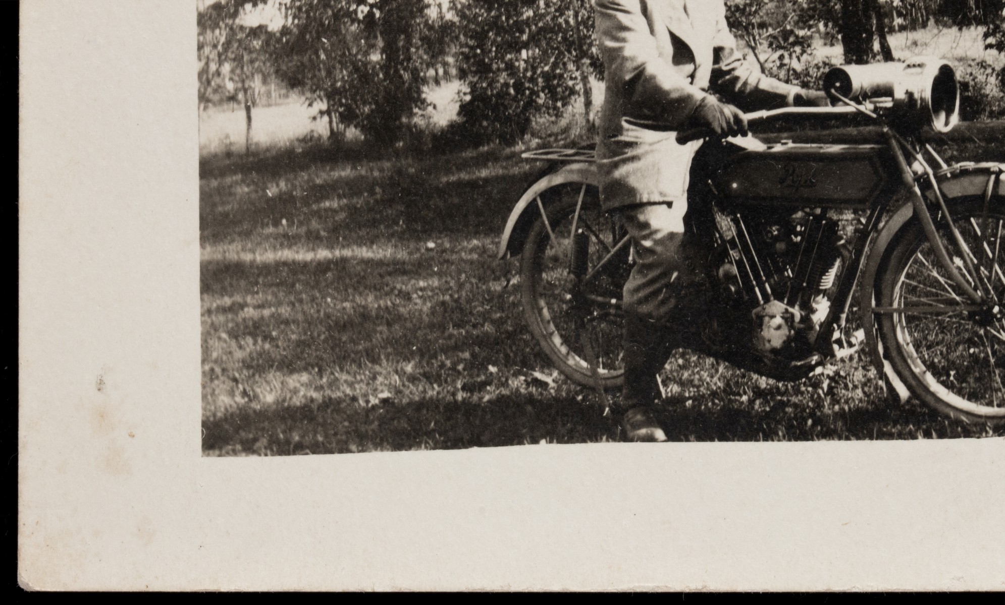 TWO REAL PHOTO POST CARDS WITH EARLY POPE MOTORCYCLE