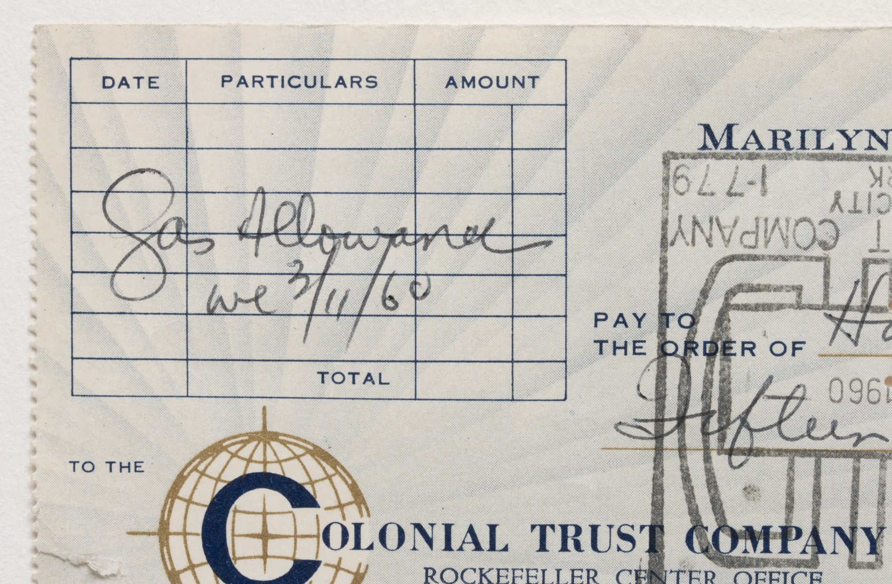 MARILYN MONROE 1960 SIGNED AUTOGRAPH CHECK PSA/DNA