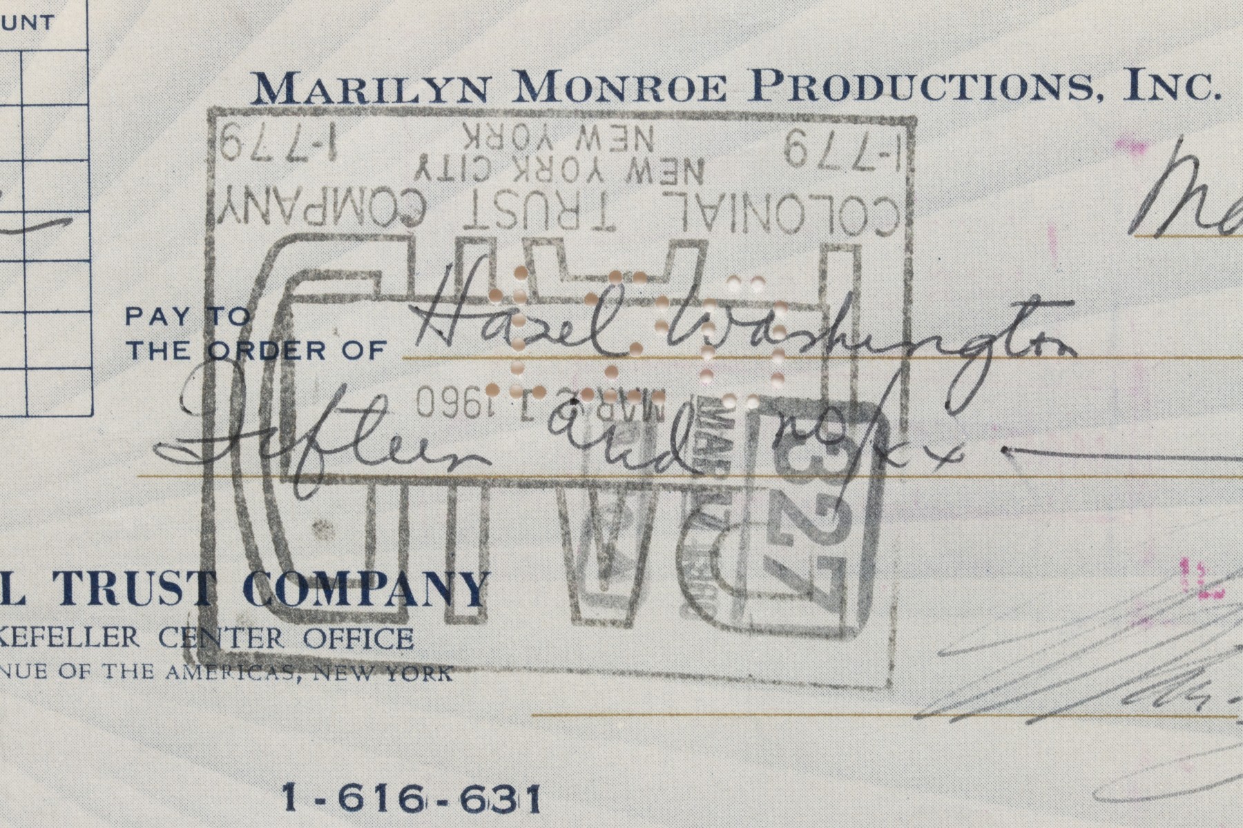 MARILYN MONROE 1960 SIGNED AUTOGRAPH CHECK PSA/DNA