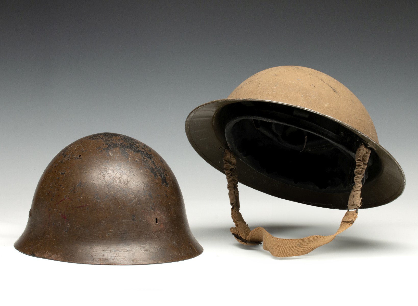 IMPERIAL JAPANESE AND BRITISH BRODIE WWII HELMETS