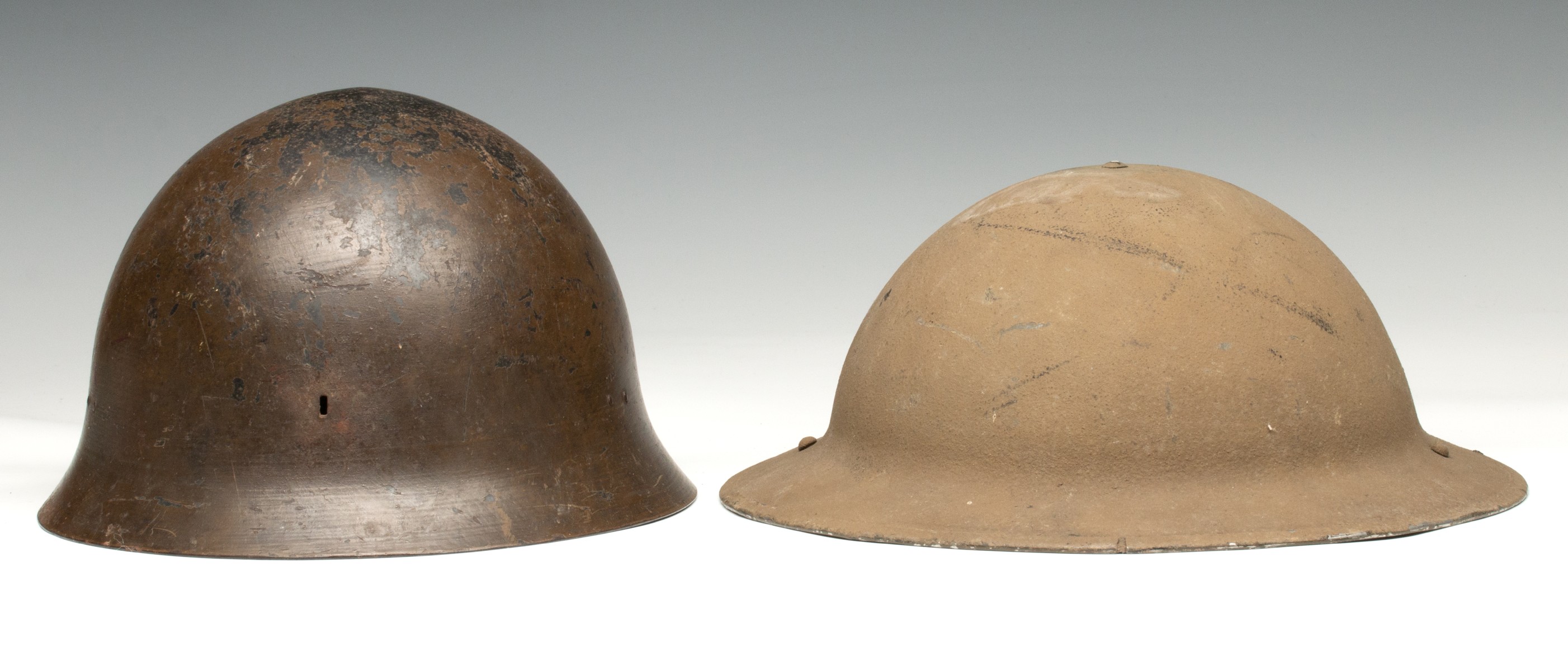 IMPERIAL JAPANESE AND BRITISH BRODIE WWII HELMETS