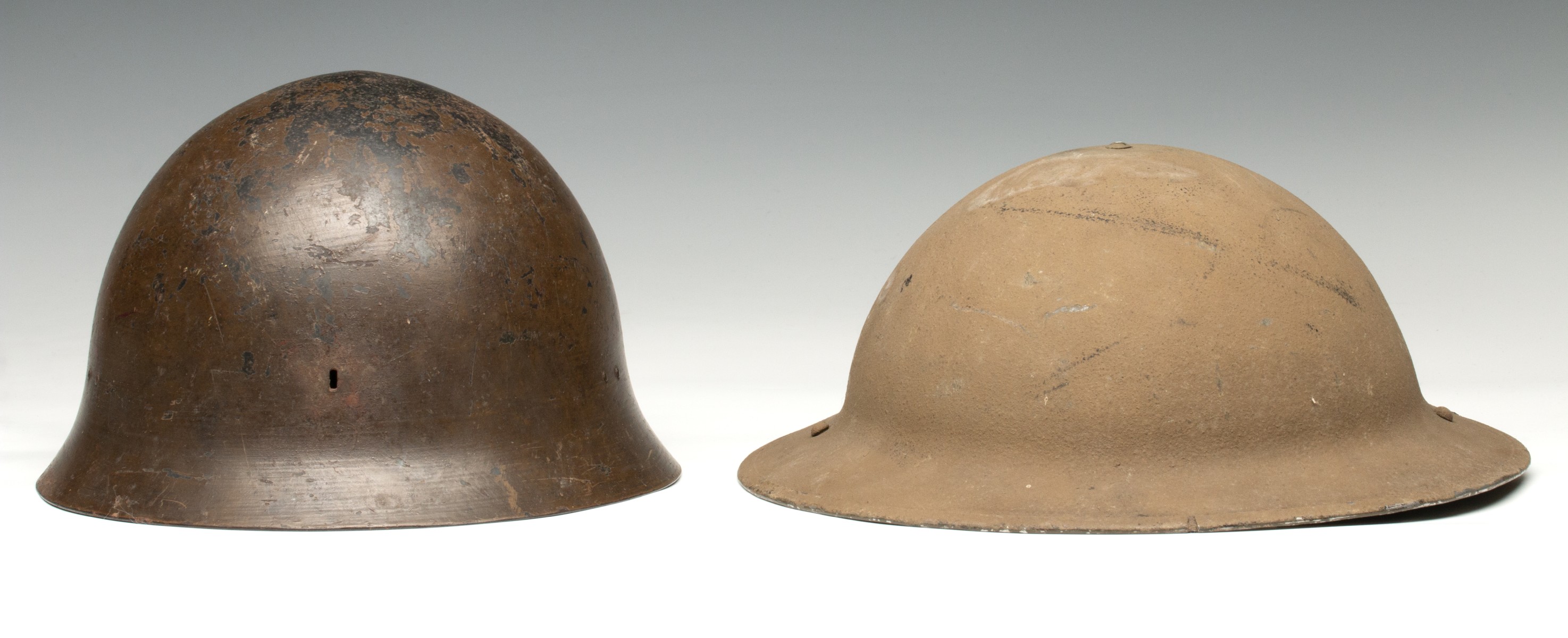 IMPERIAL JAPANESE AND BRITISH BRODIE WWII HELMETS