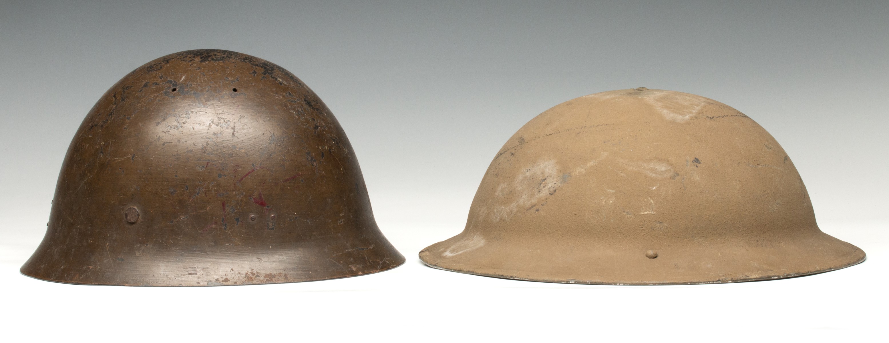 IMPERIAL JAPANESE AND BRITISH BRODIE WWII HELMETS