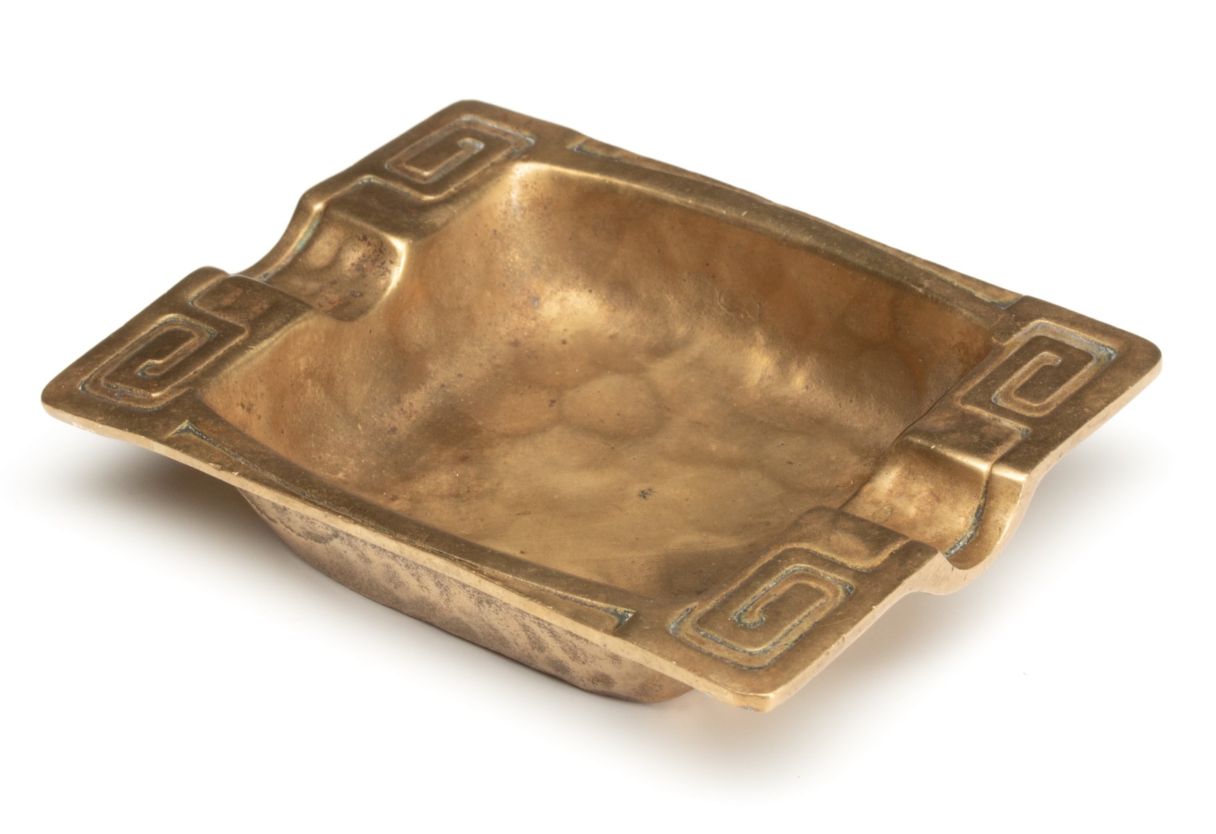 TIFFANY STUDIOS BRONZE CIGARETTE BOX AND ASH TRAY