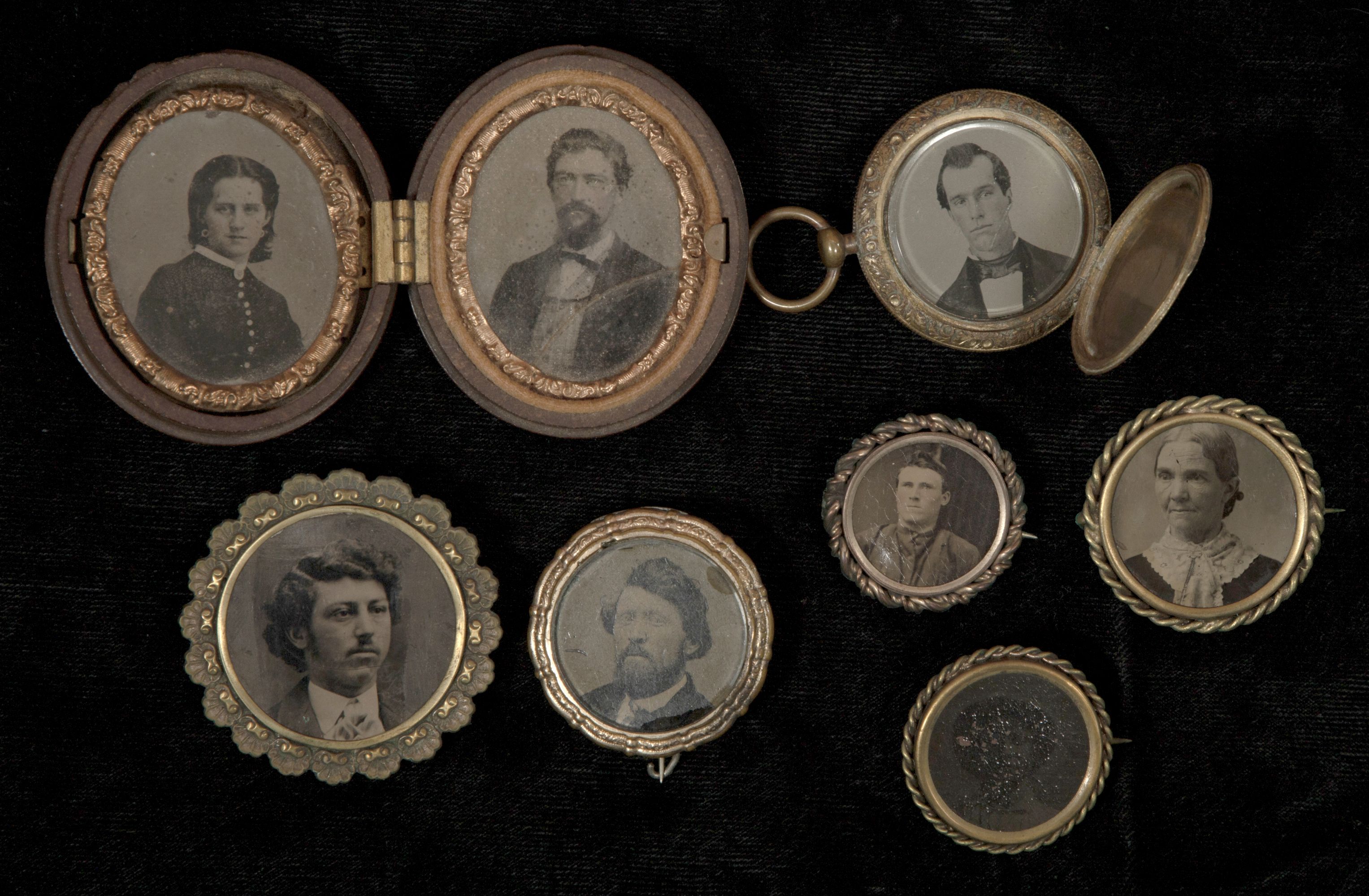 A COLLECTION OF GEM SIZE AND OTHER TINTYPE PORTRAITS