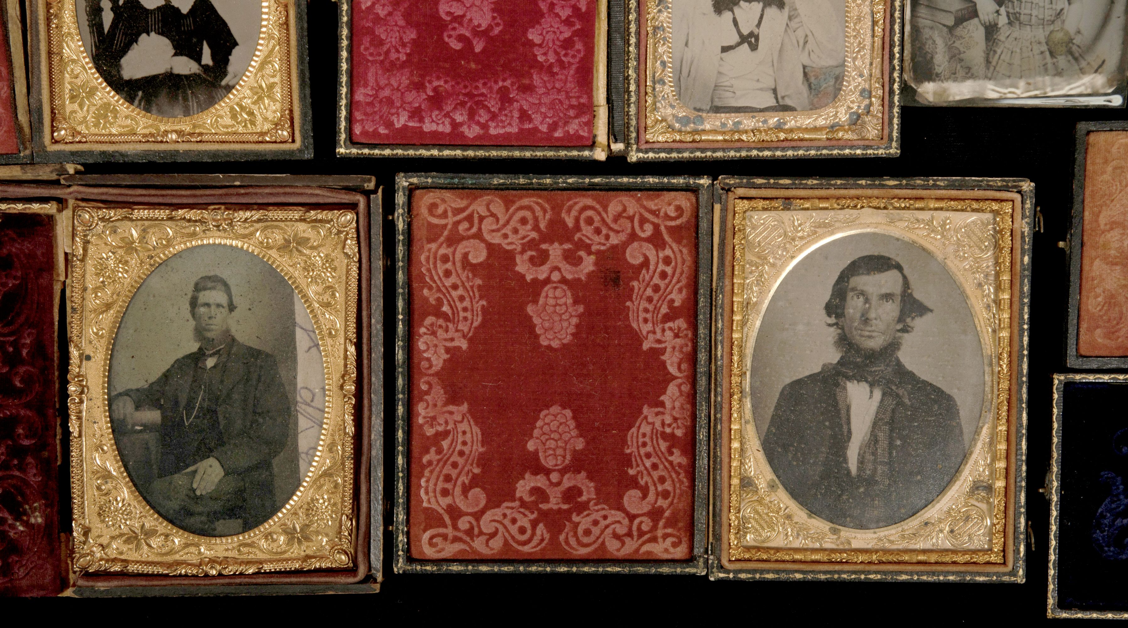 A COLLECTION OF GEM SIZE AND OTHER TINTYPE PORTRAITS