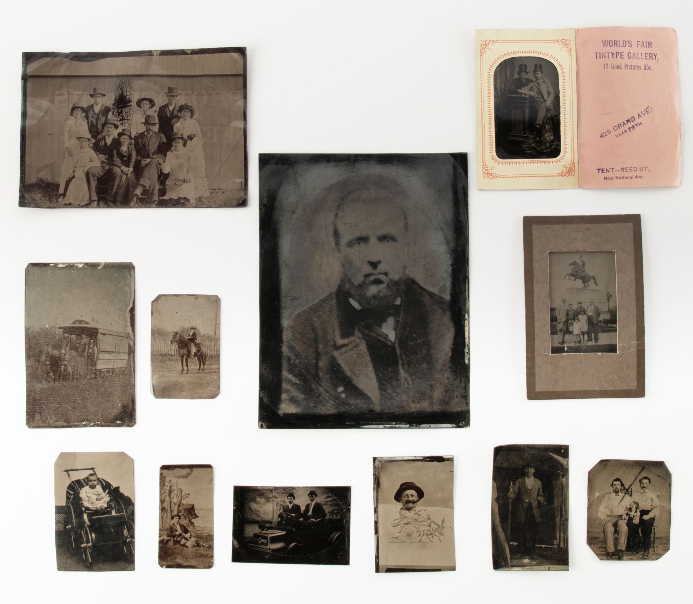 TWELVE TINTYPE IMAGES UP TO FULL PLATE SIZE