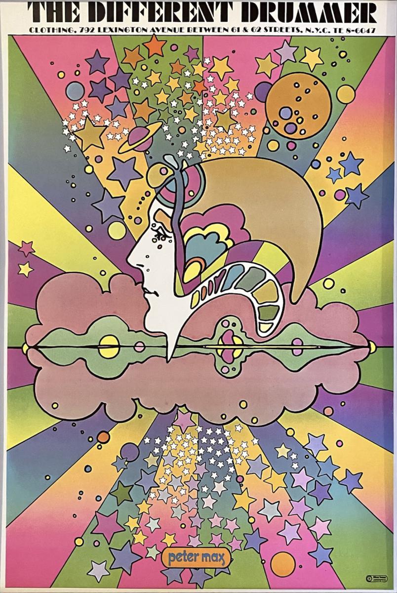 PETER MAX 1968 DIFFERENT DRUMMER CLOTHING STORE POSTER