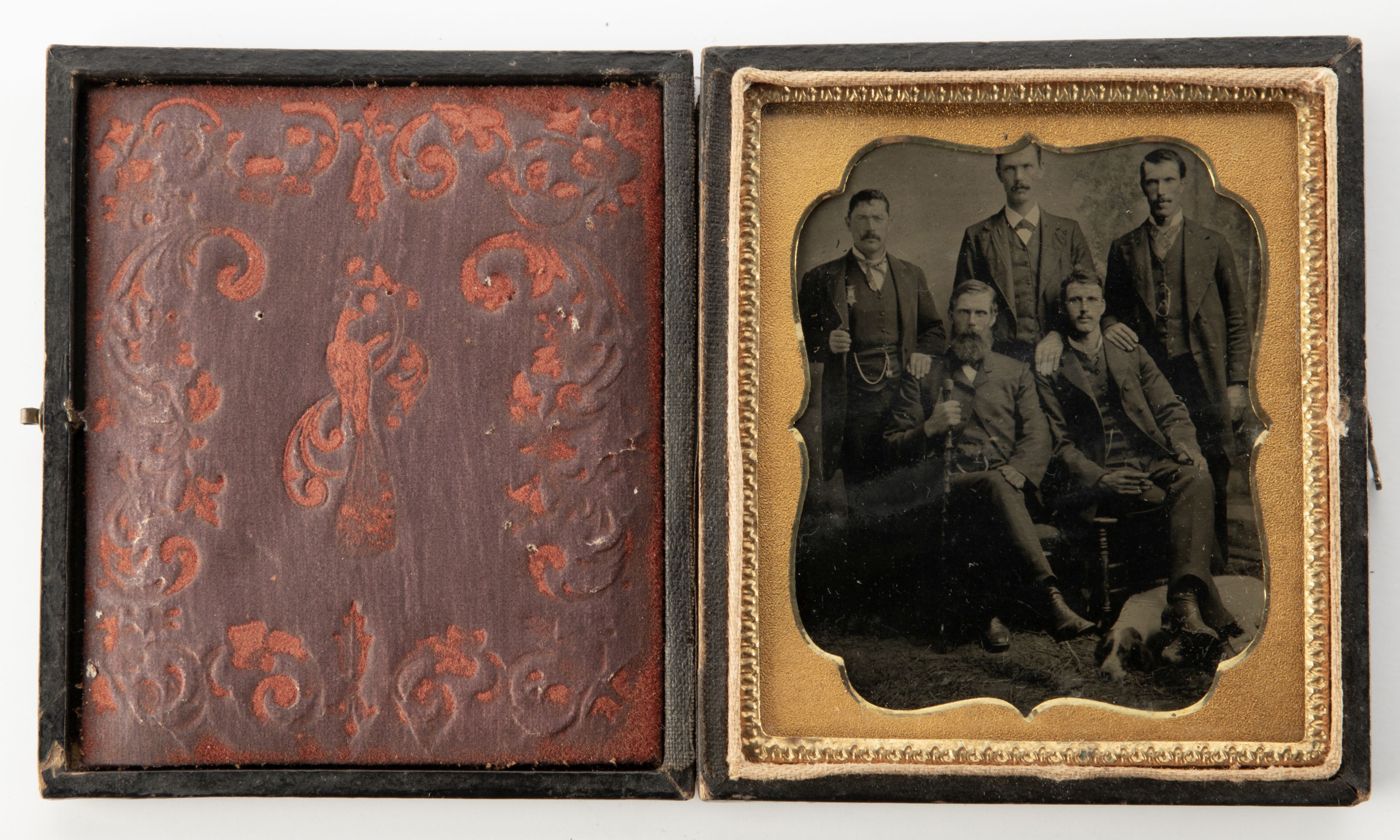 TINTYPE PHOTOGRAPHS WITH DOGS, THEOLOGIAN, FRATERNAL...