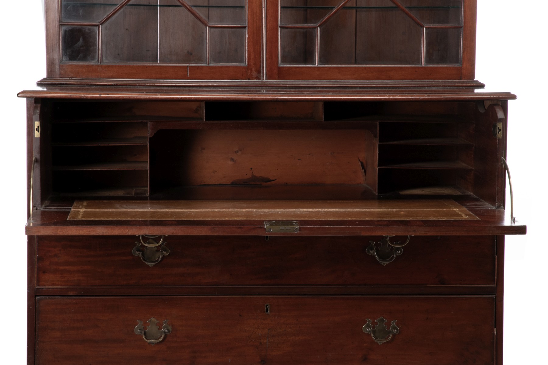 A CIRCA 1800 HEPPLEWHITE MAHOGANY SECRETARY BOOKCASE