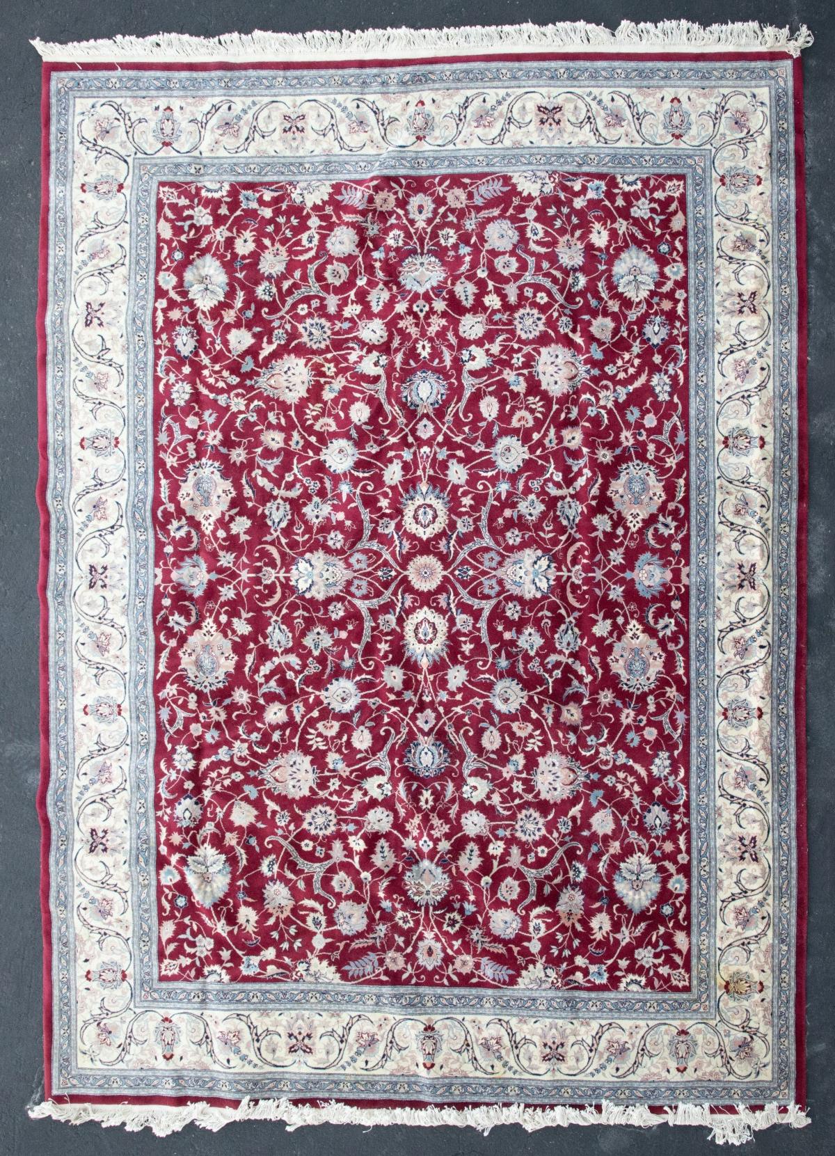 A LATE 20C. 'TABRIZ' INDO PERSIAN HAND MADE CARPET 9x12