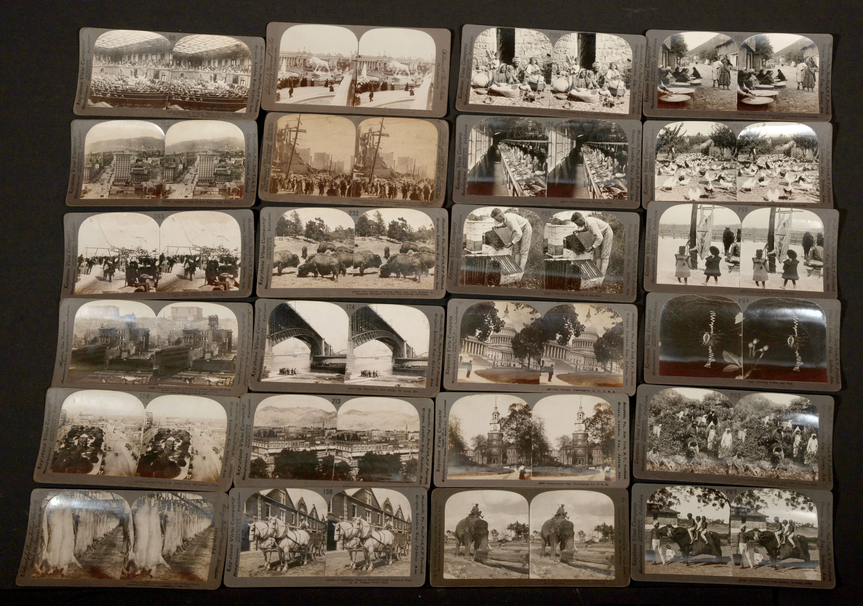 APPROXIMATELY 198 REAL PHOTO KEYSTONE STEREO VIEWS