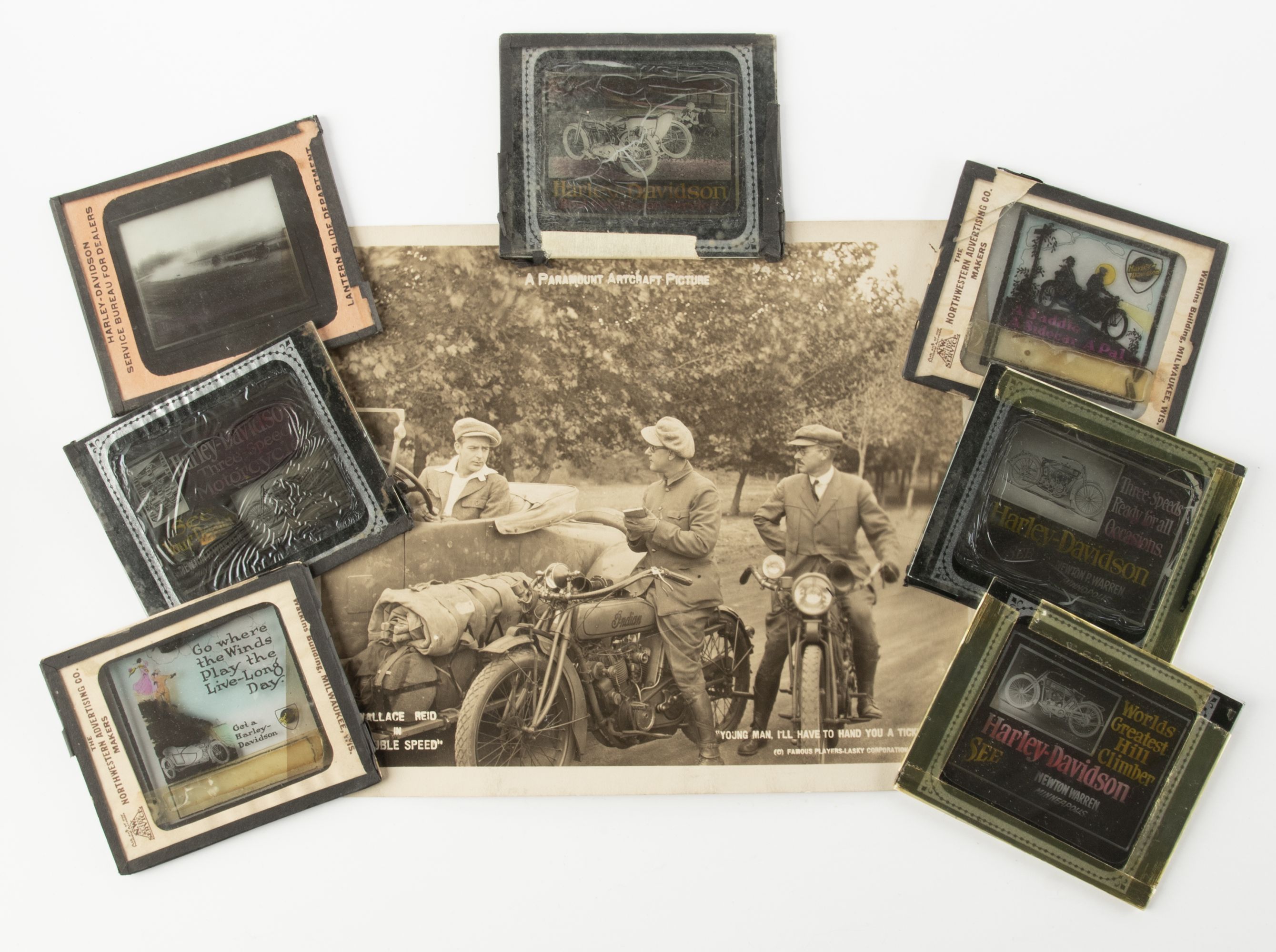 RARE EARLY HARLEY DAVIDSON LANTERN SLIDES & MOVIE STILL