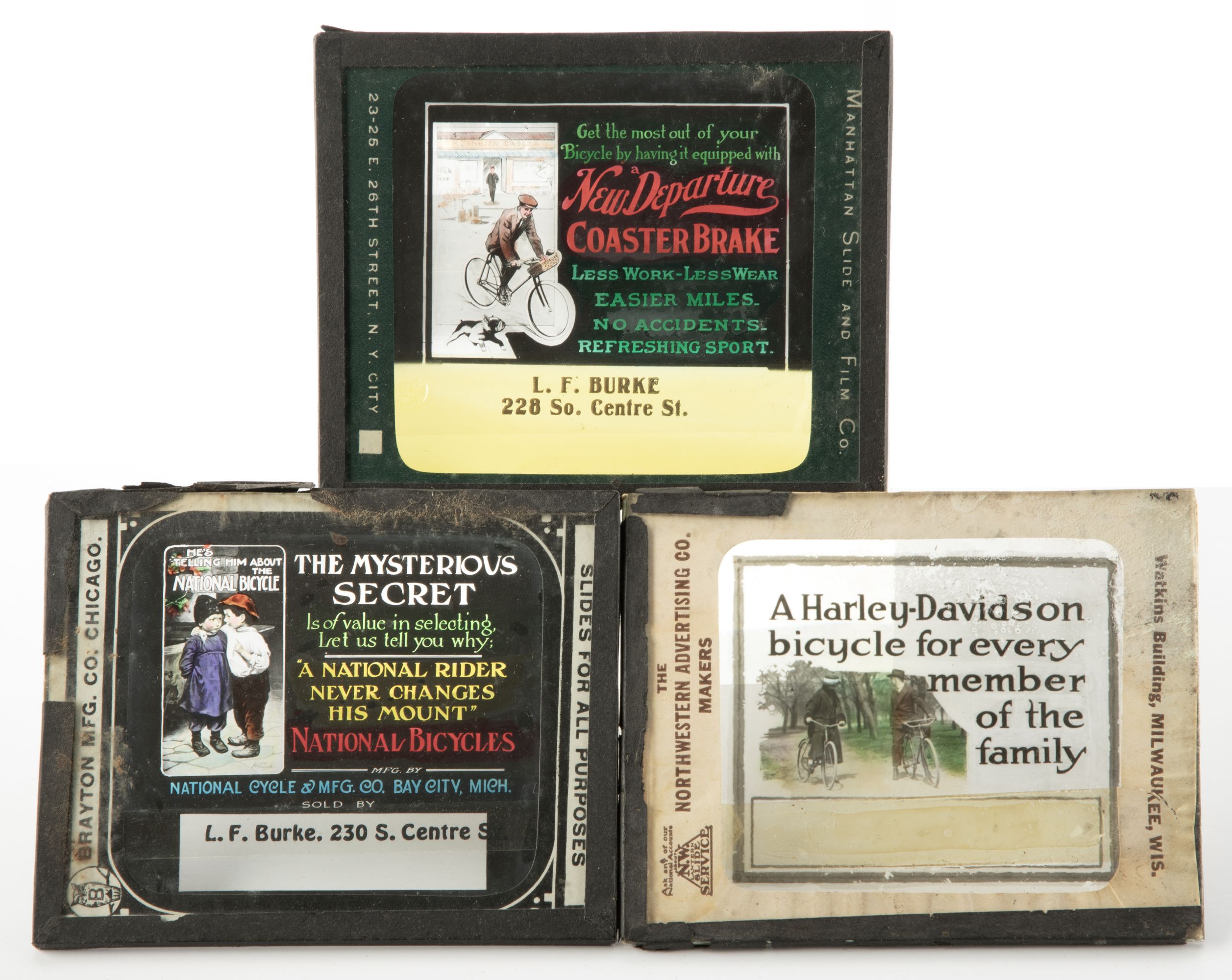 HARLEY DAVIDSON & NATIONAL BICYCLE MAGIC LANTERN SLIDES