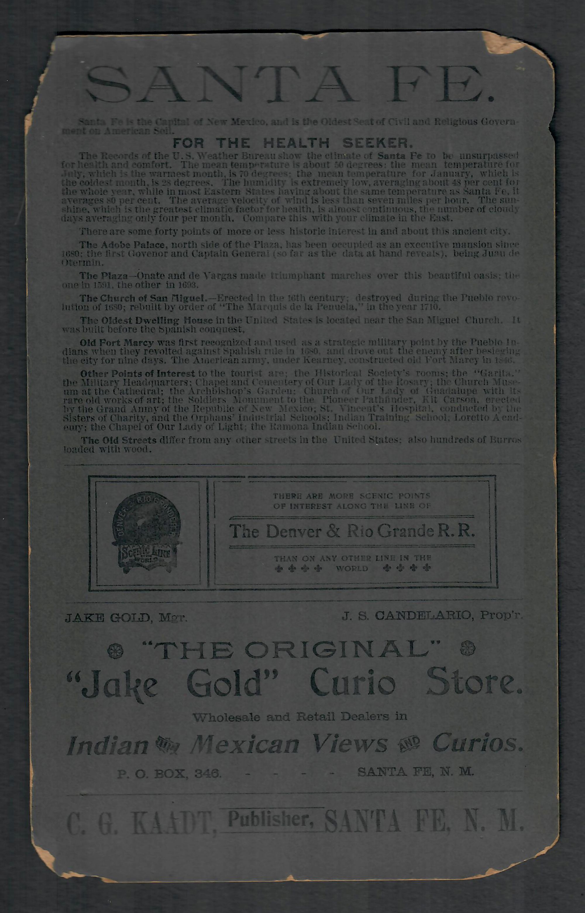 MOUNTED IMAGES OF SANTA FE ON DENVER RIO GRANDE RR 1880