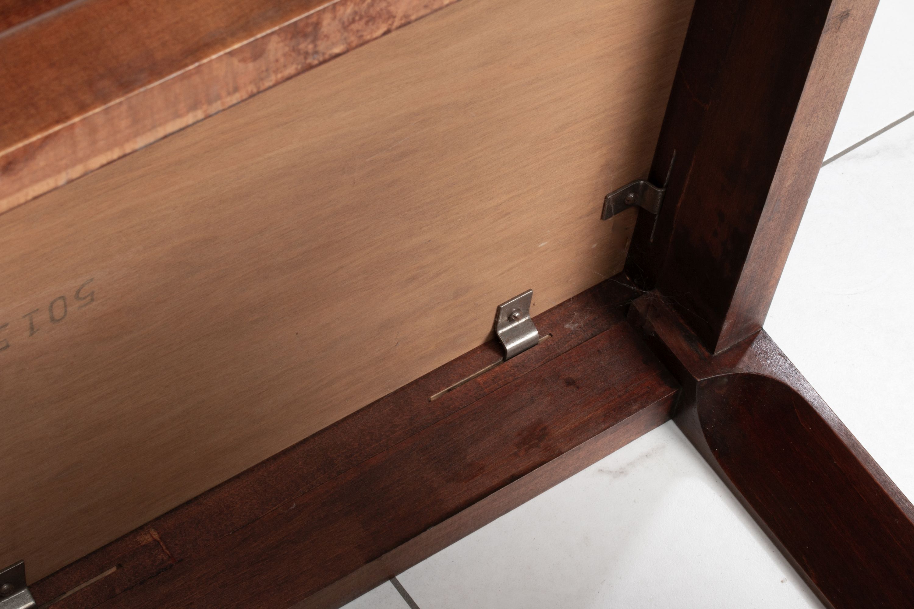 A PAUL FRANKL SIDE TABLE WITH CORK TOP