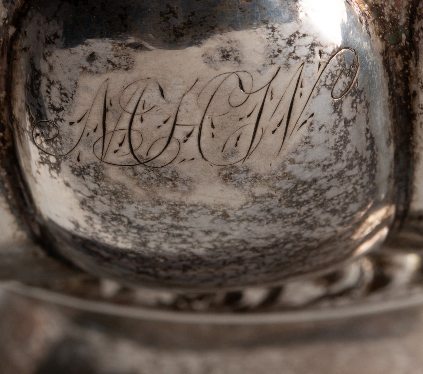 AN AMERICAN COIN SILVER PITCHER SIGNED J. CRAWFORD