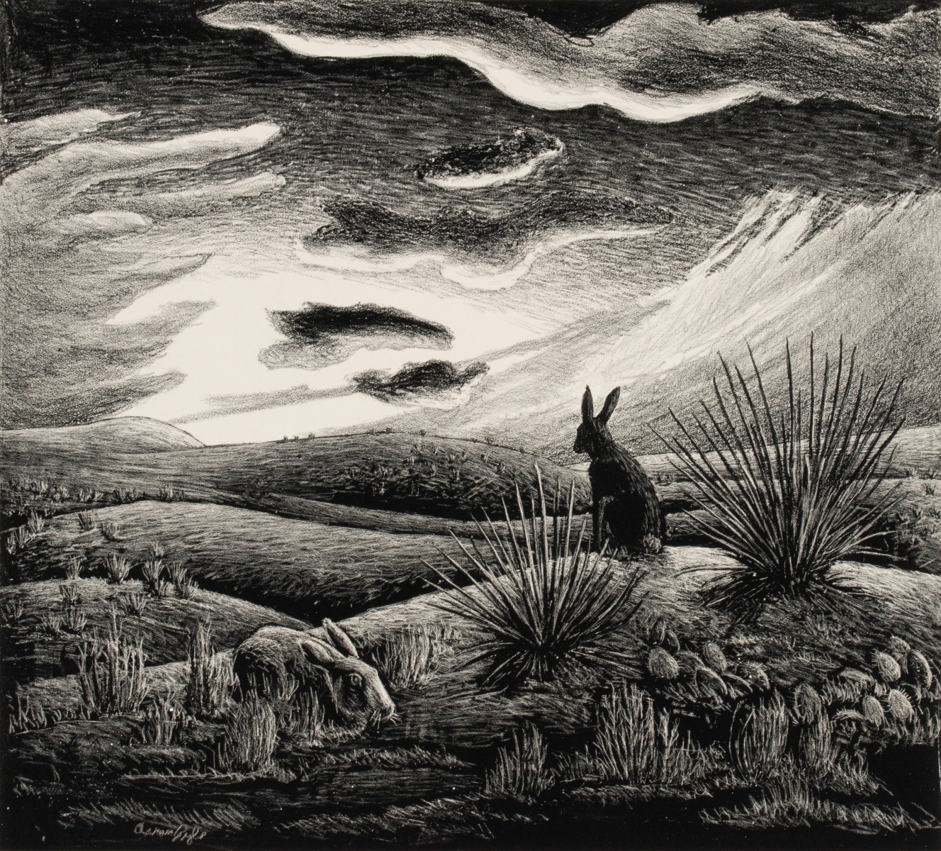 AARON PYLE (1903-1972) PENCIL SIGNED LITHOGRAPH