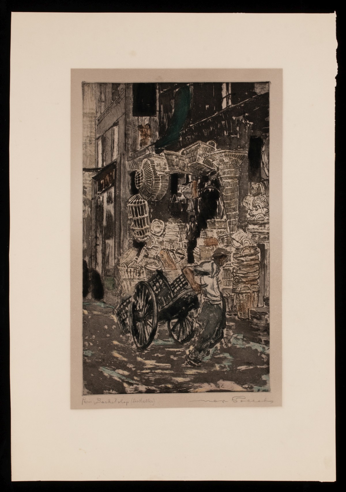 MAX POLLAK (1886-1970) PENCIL SIGNED COLOR AQUATINT