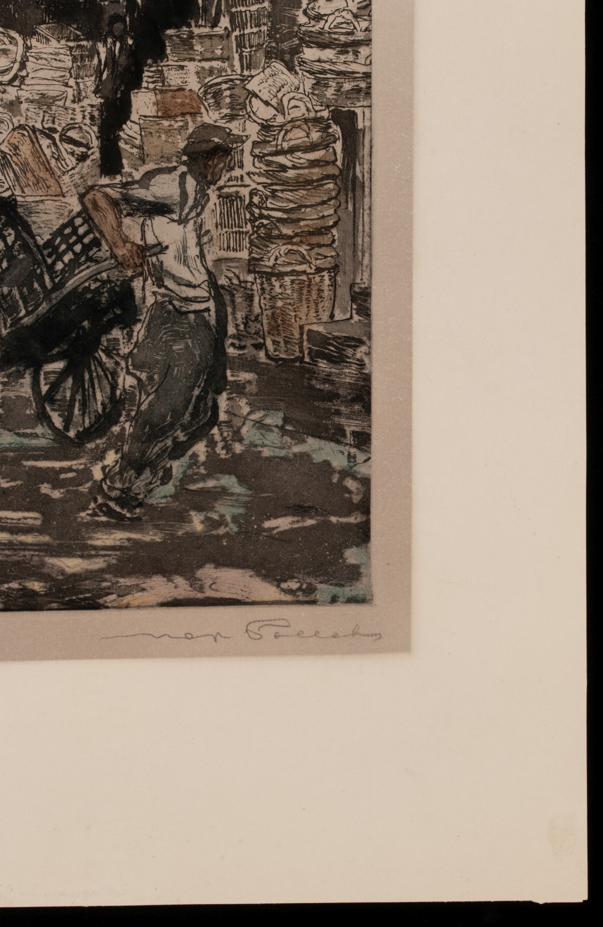 MAX POLLAK (1886-1970) PENCIL SIGNED COLOR AQUATINT