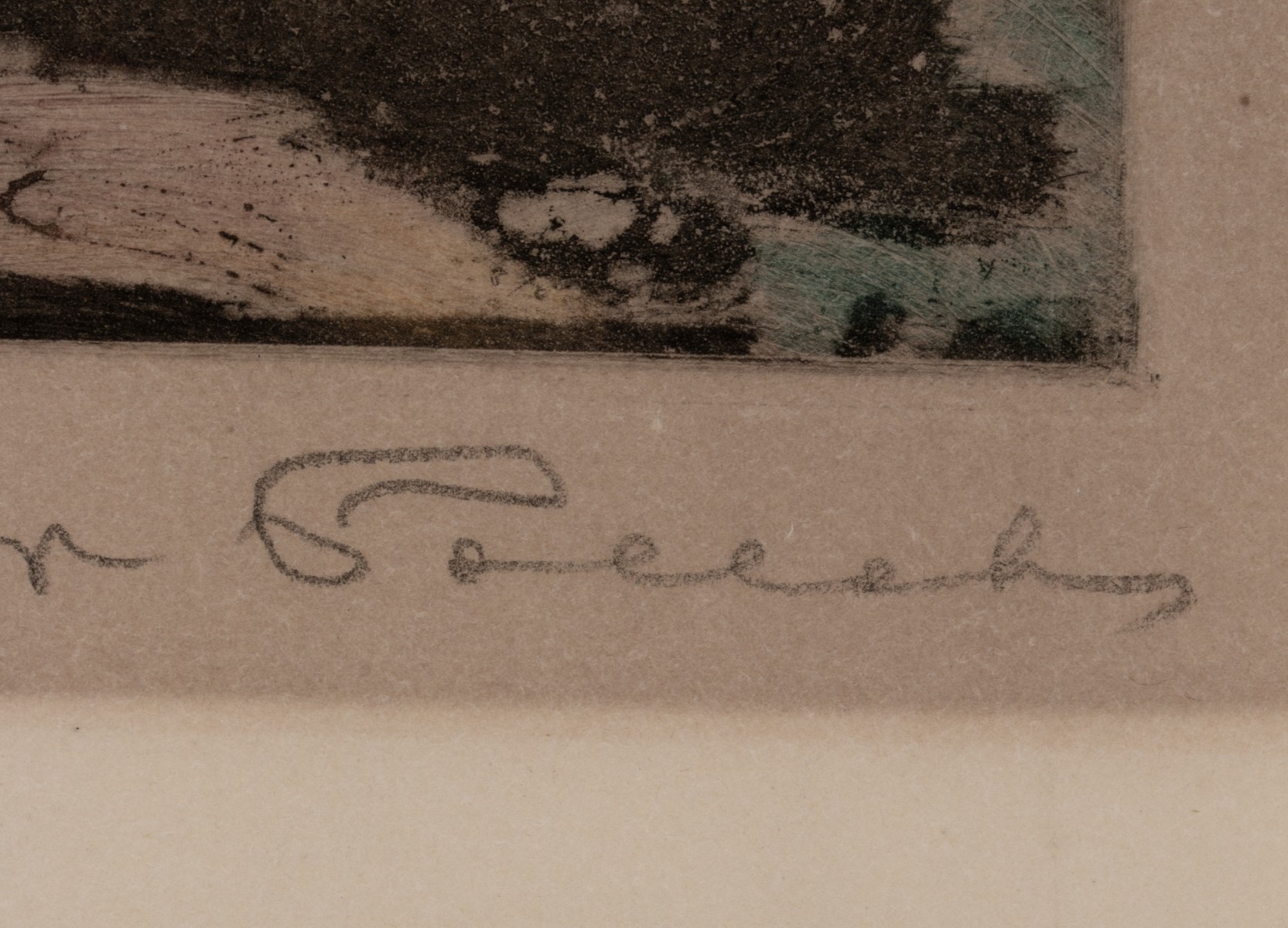 MAX POLLAK (1886-1970) PENCIL SIGNED COLOR AQUATINT