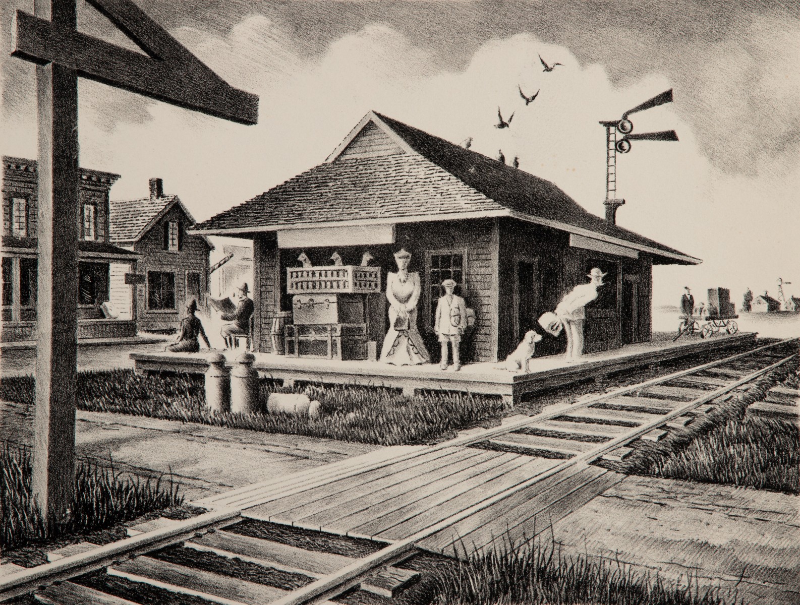 FIVE VARIOUS AMERICAN PENCIL SIGNED PRINTS 1937 TO 1946